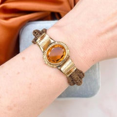 Victorian Mid to Late 1800s Hair Work and Glass Antique Mourning Bracelet