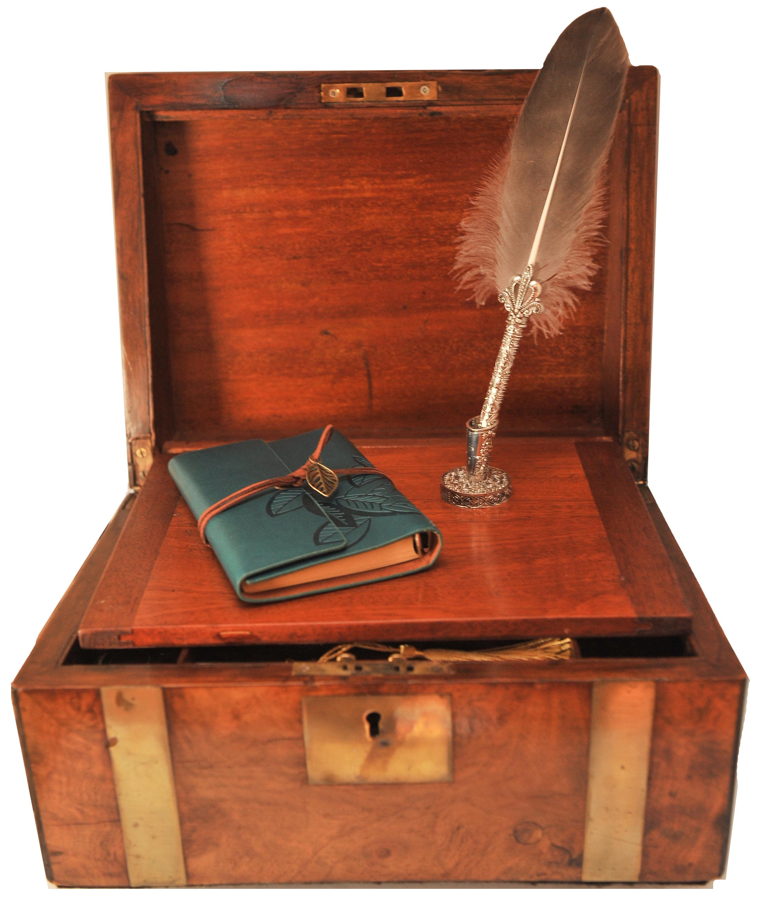 Antique British Military Campaign 19th Century Burr Walnut & Brass Bound Writing Slope With Ebonized Trim.
The Interior Features a tooled Blue Leather Scriver, A Single Glass Inkwell, A Handcrafted Exquisite Gift For The Writing Enthusiast.

Item