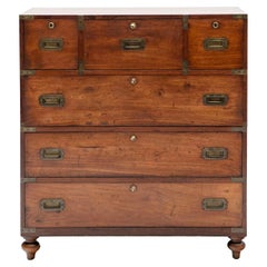 Victorian Military Campaign Chest in Solid Mahogany with Original Brass Fittings