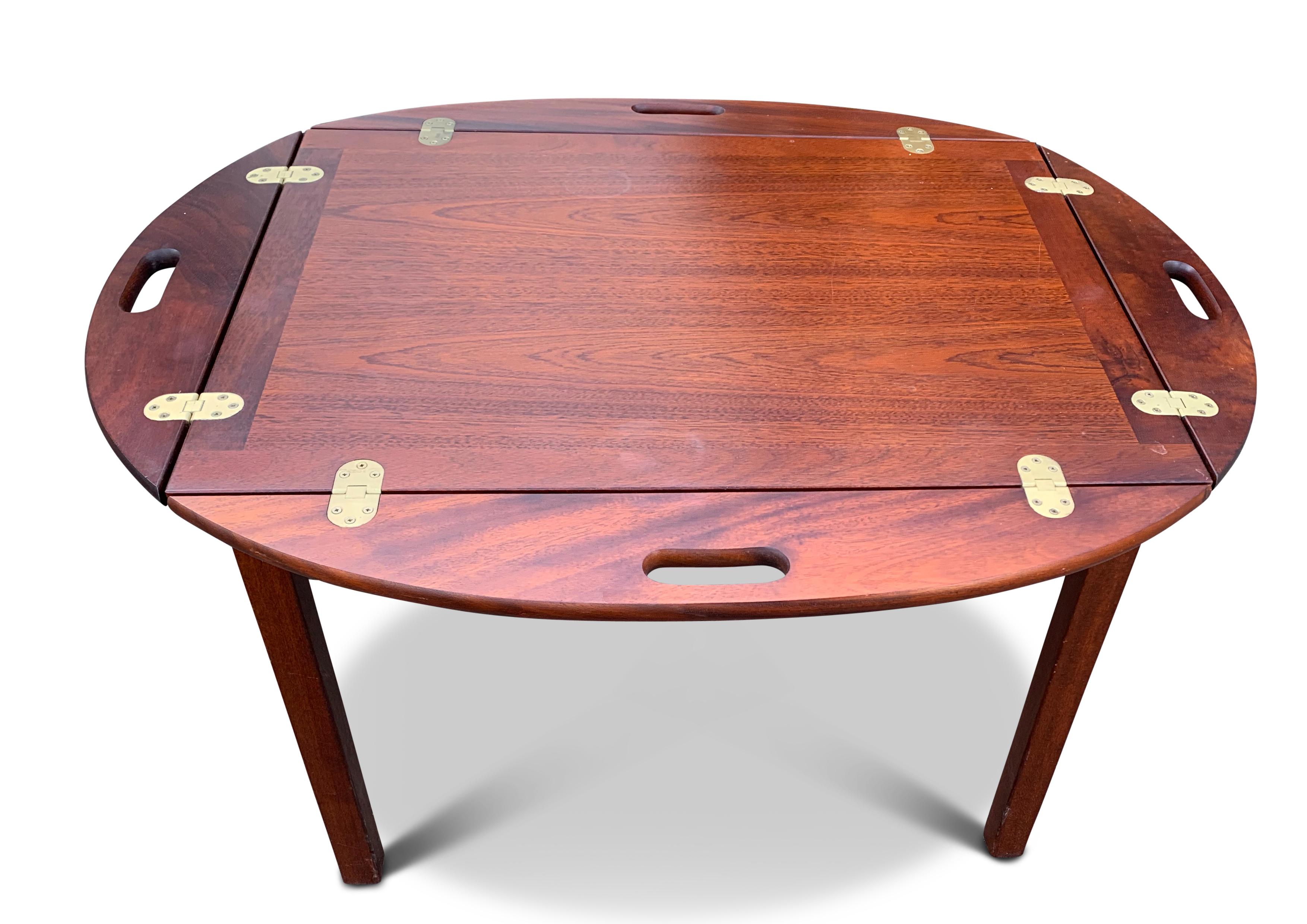 British Victorian Military Campaign Style Mahogany & Brass Butlers Tray For Sale