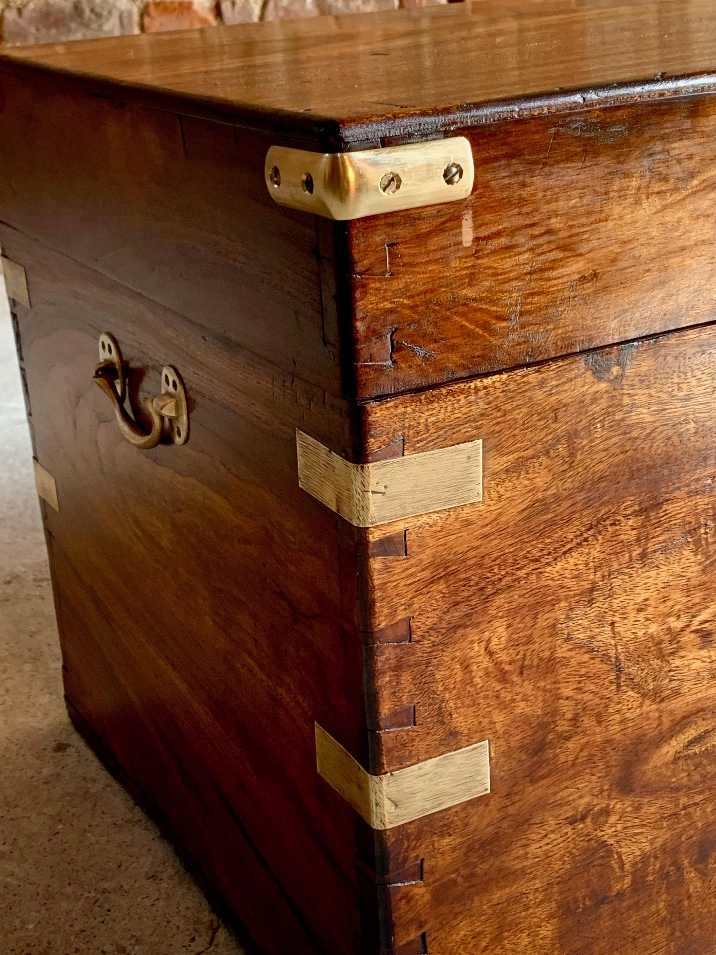 Victorian Military Campaign Trunk Chest Teak Camphor Wood, circa 1850 Number 25 3