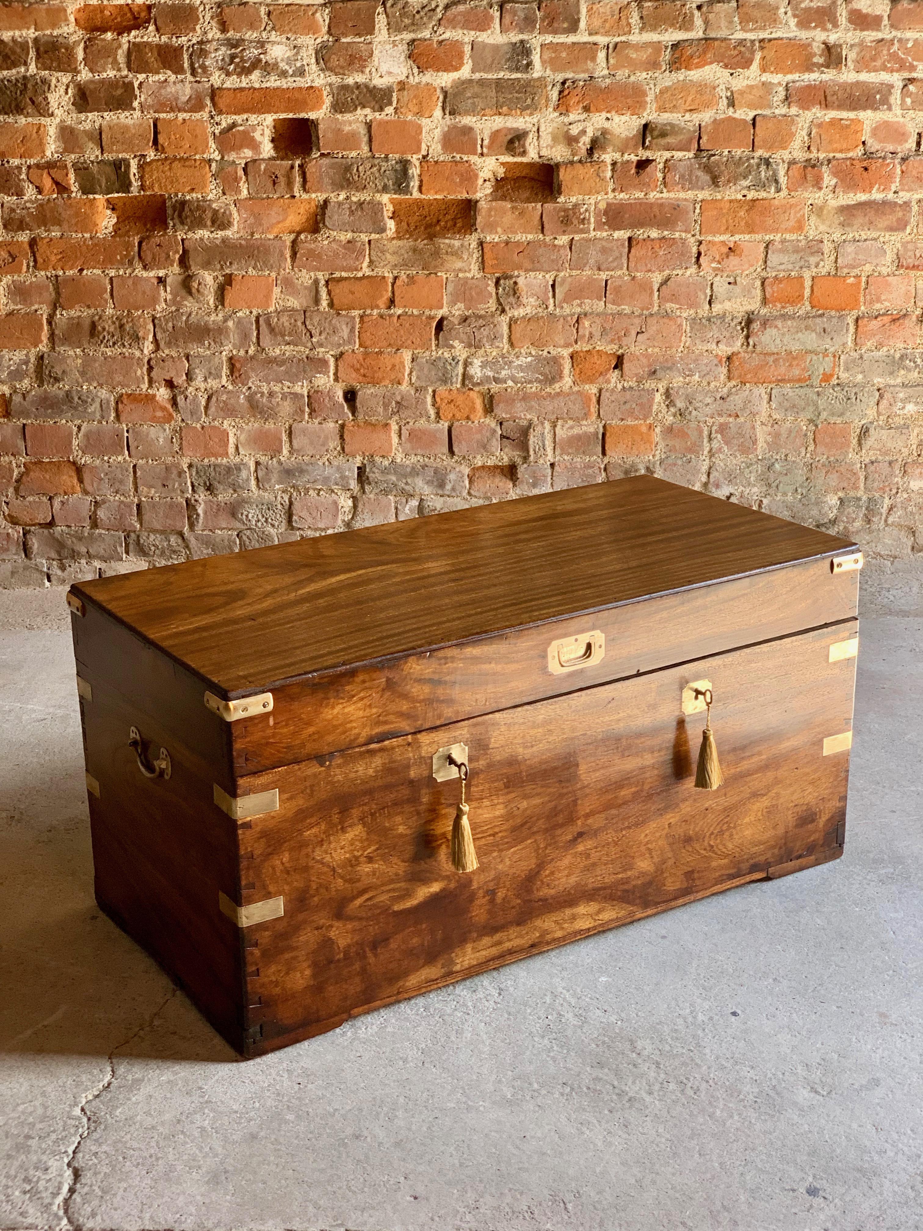 Victorian Military Campaign Trunk Chest Teak Camphor Wood, circa 1850 Number 25 4