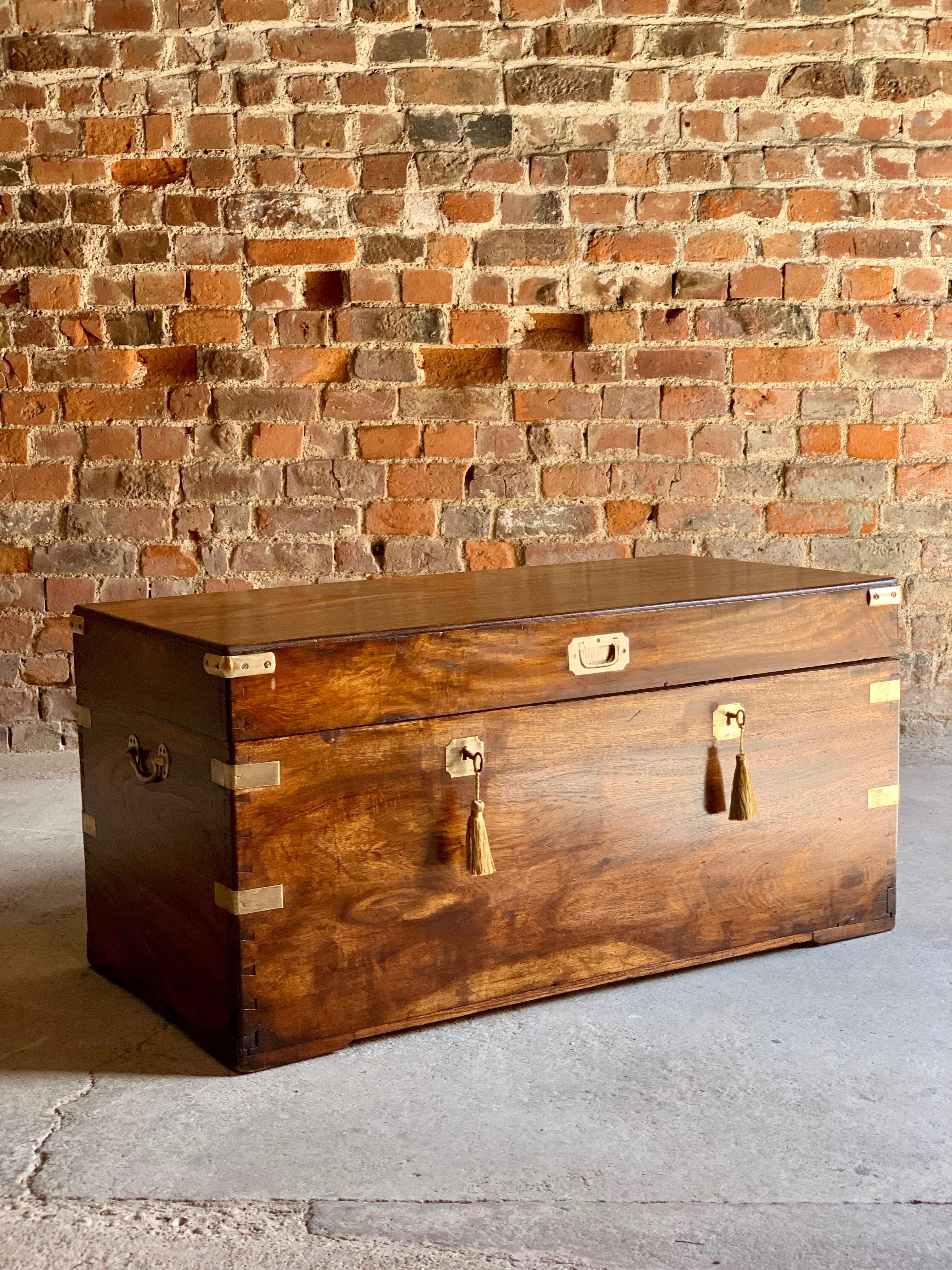 Victorian Military Campaign Trunk Chest Teak Camphor Wood, circa 1850 Number 25 5