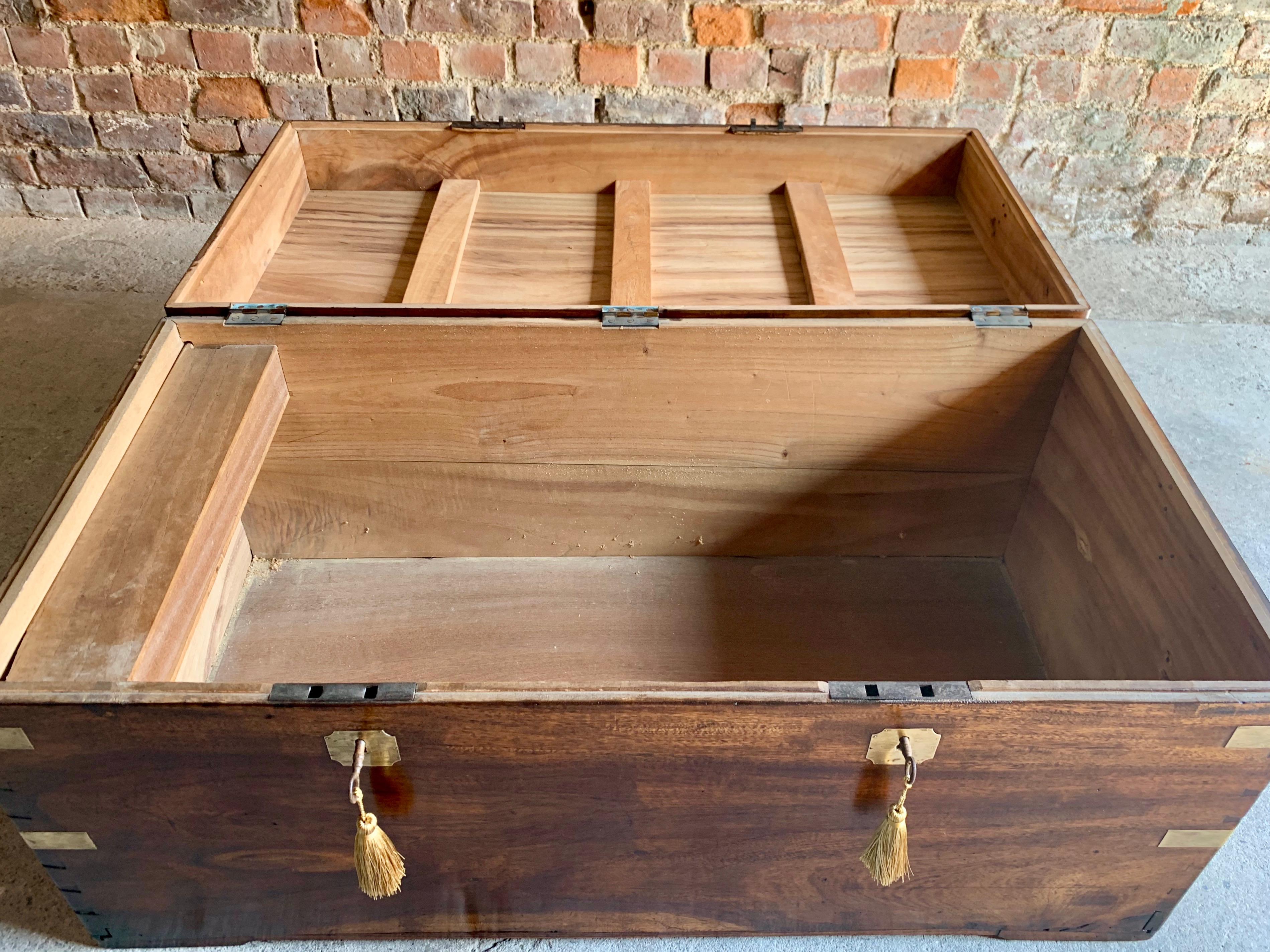 British Victorian Military Campaign Trunk Chest Teak Camphor Wood, circa 1850 Number 25