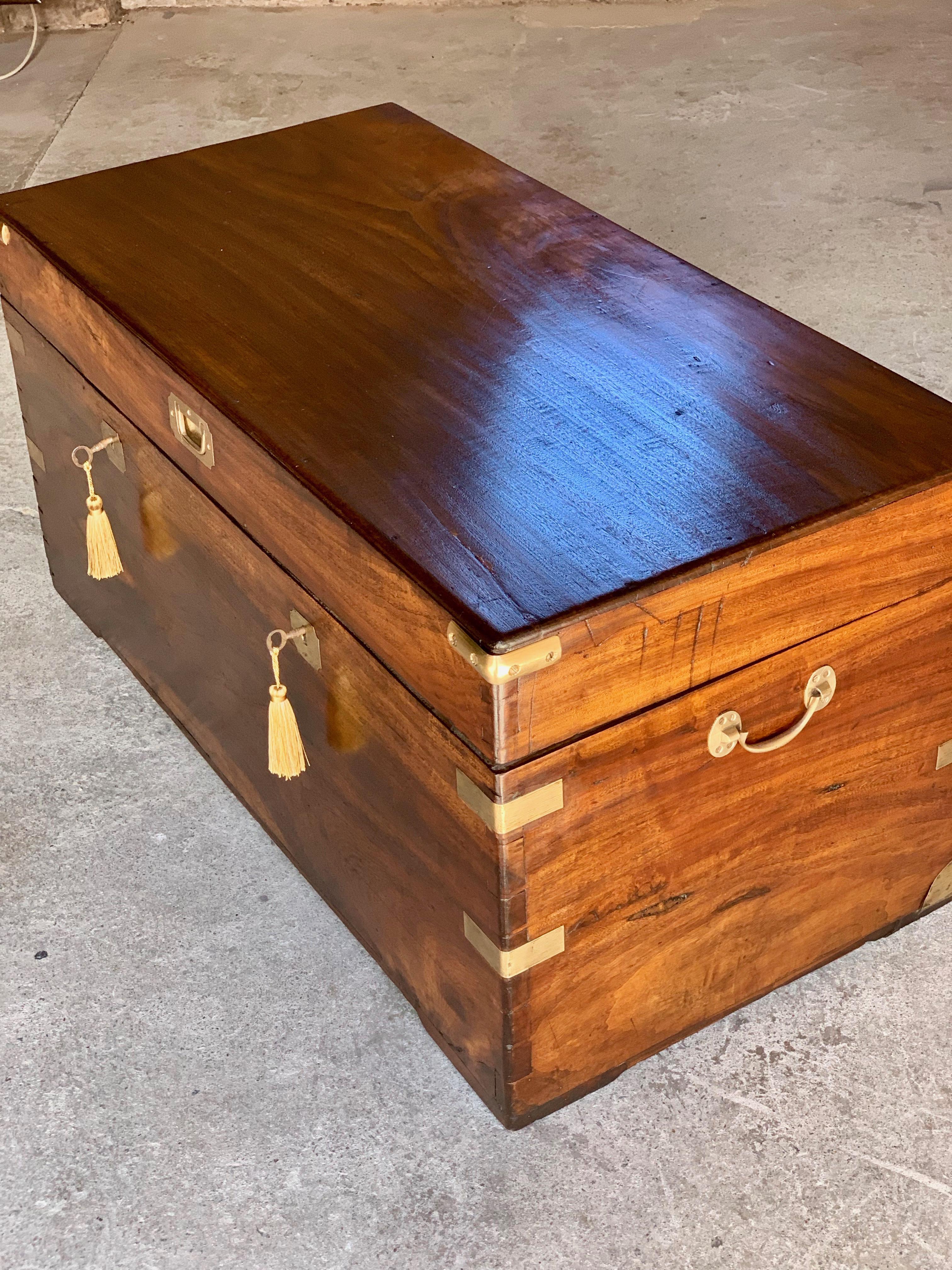 Mid-19th Century Victorian Military Campaign Trunk Chest Teak Camphor Wood, circa 1850 Number 25