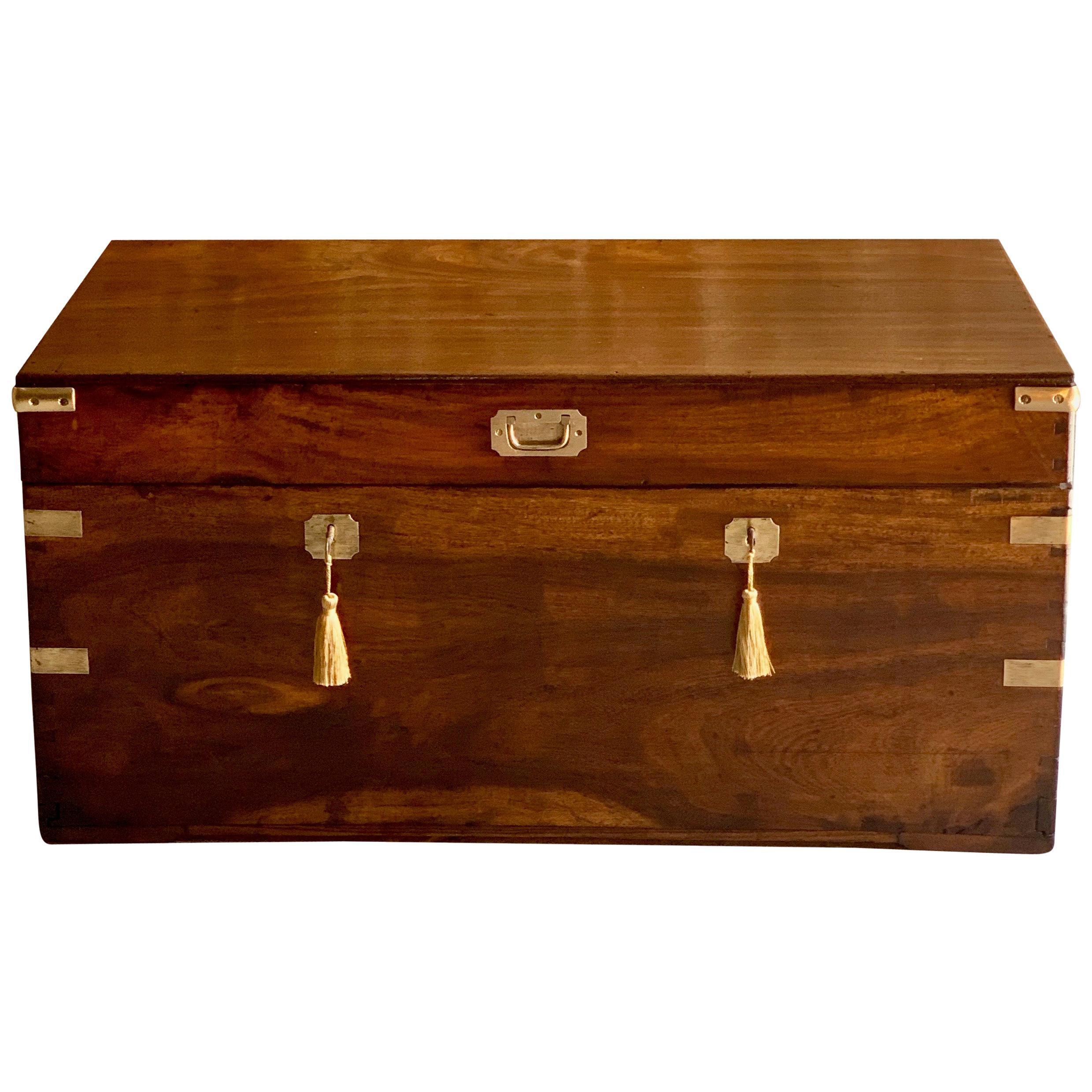 Victorian Military Campaign Trunk Chest Teak Camphor Wood, circa 1850 Number 25