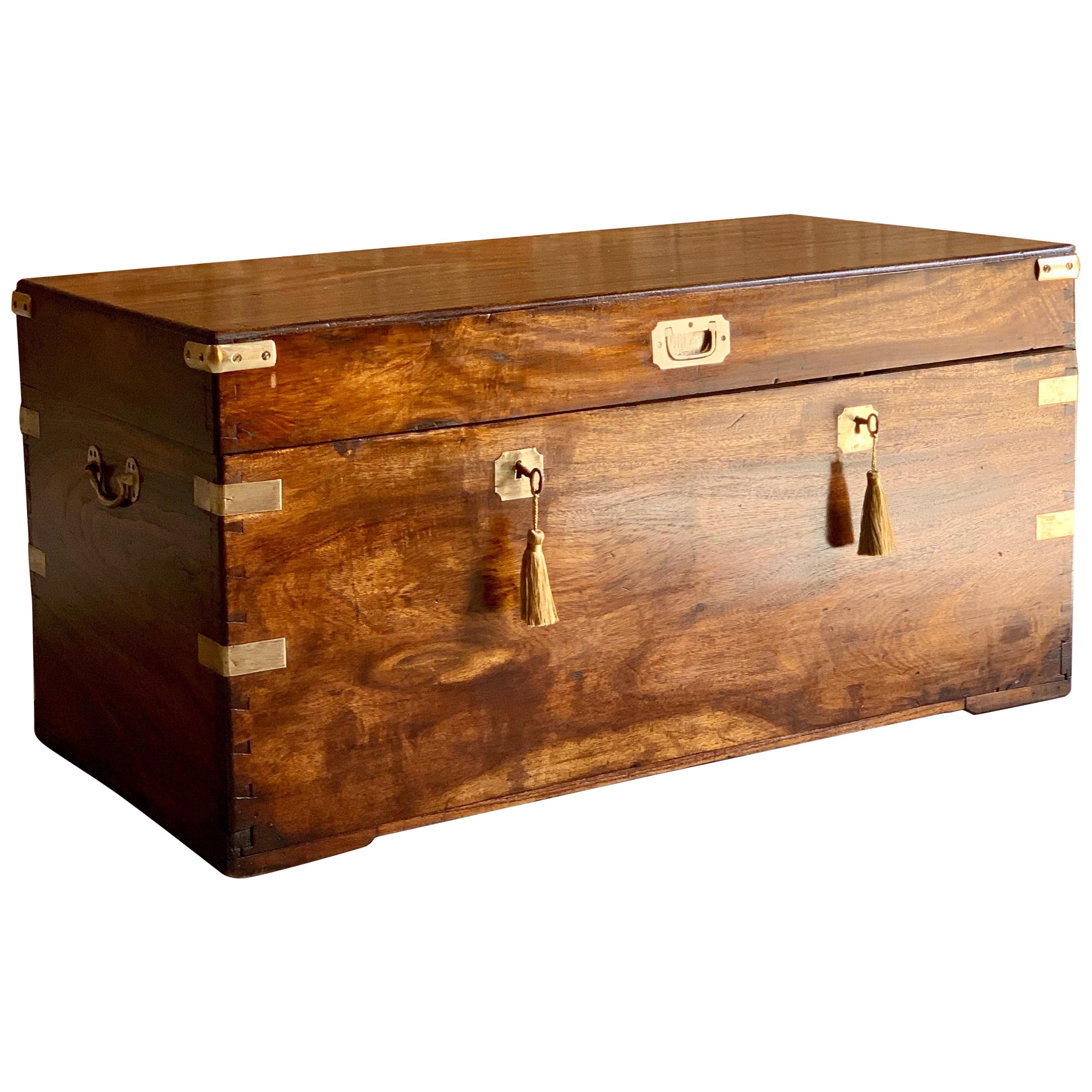 Victorian Military Campaign Trunk Chest Teak Camphor Wood 'circa 1850' Number 25