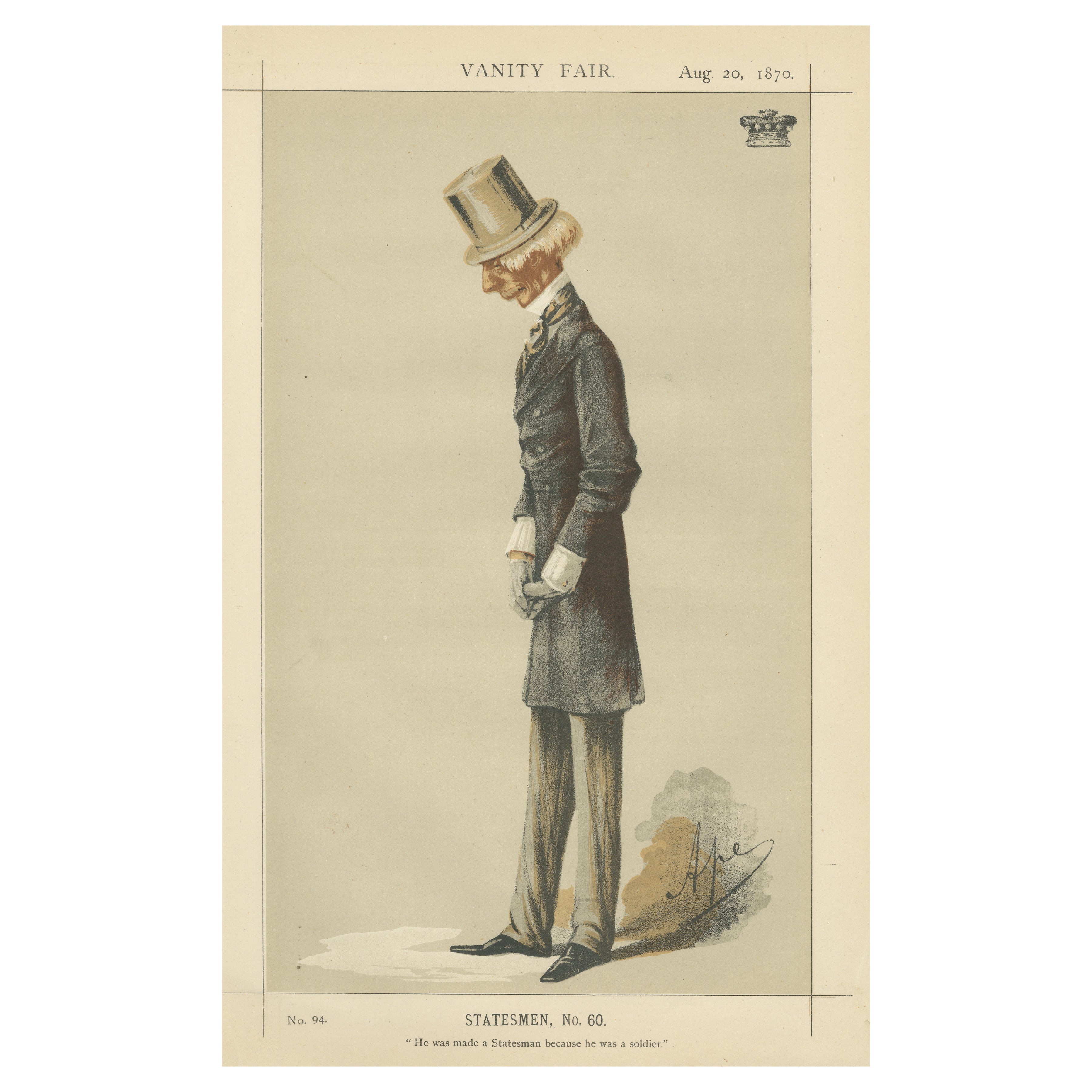 Victorian Military Statesman – Vanity Fair Political Portrait, 1870