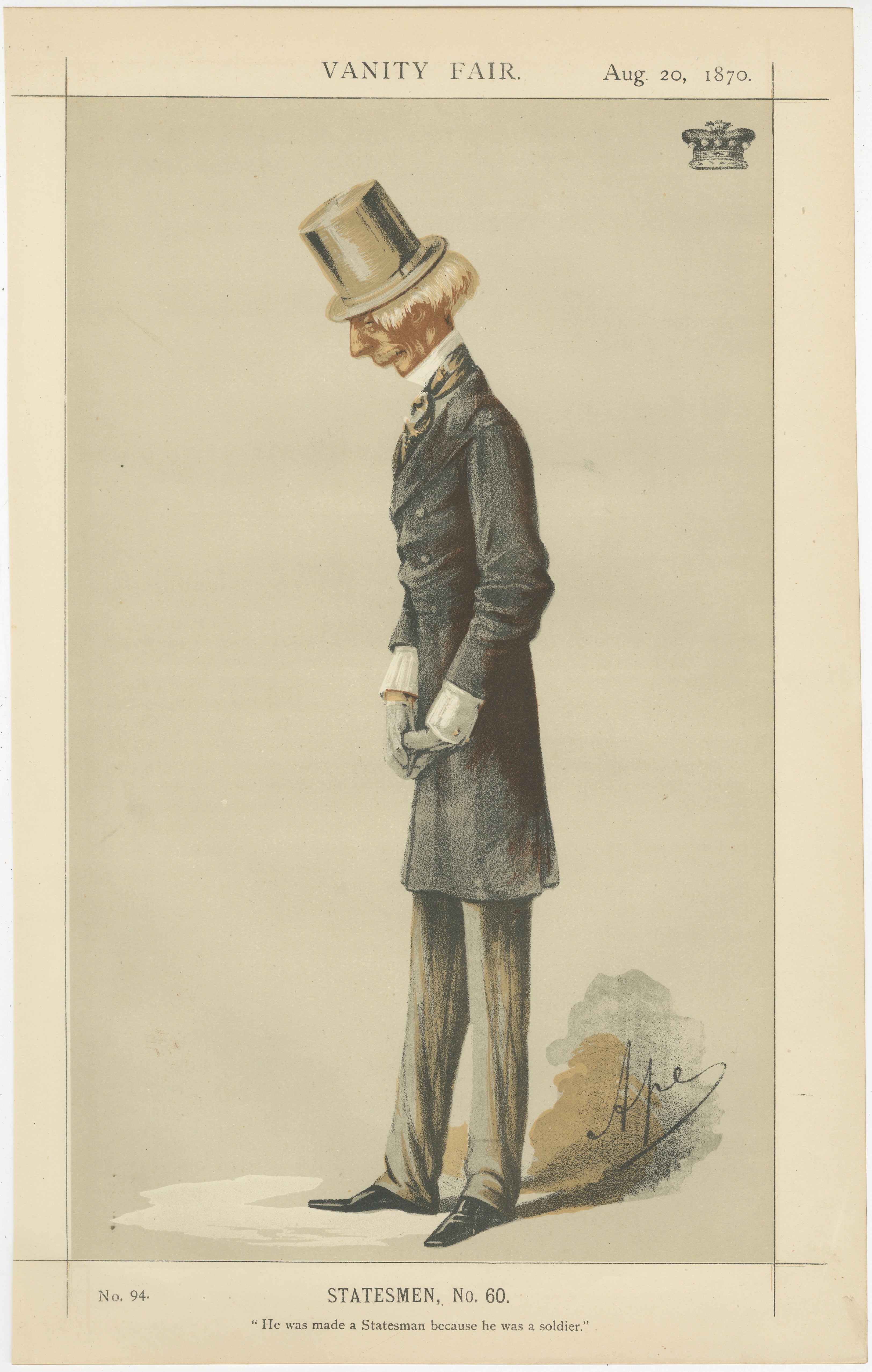 Victorian Military Statesman – Vanity Fair Political Portrait, 1870