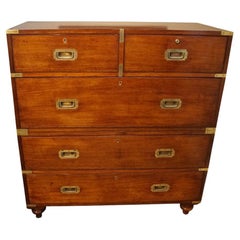 Victorian military teak brass bound campaign chest
