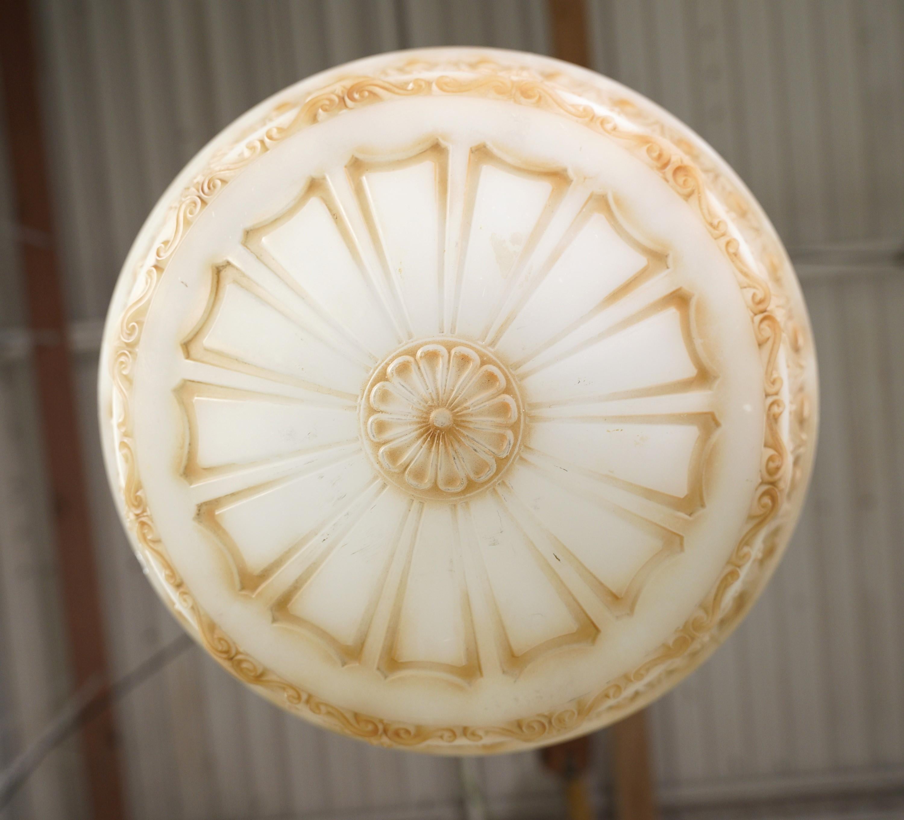 20th Century Victorian Milk Glass Pendant Light Urns Swags Brass Hardware