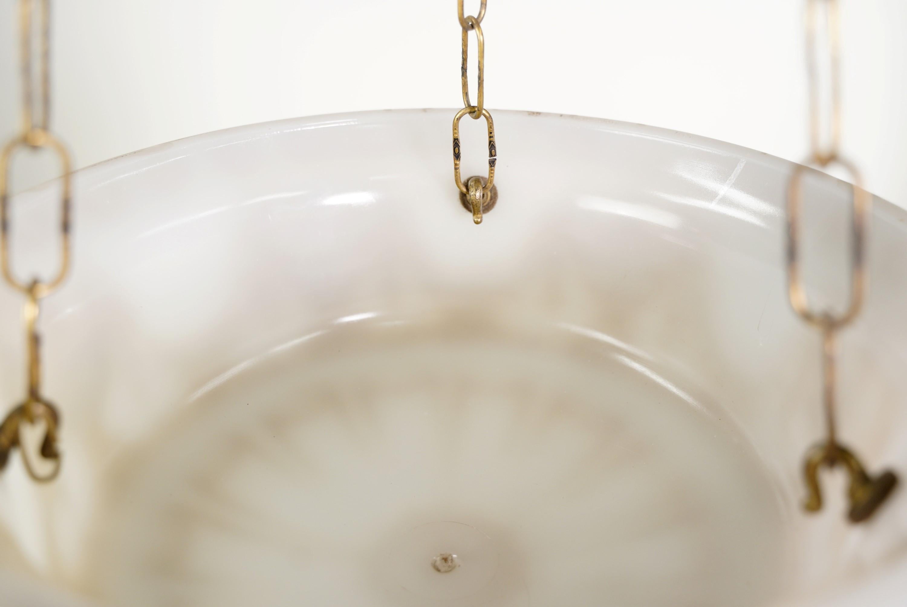 Victorian Milk Glass Pendant Light Urns Swags Brass Hardware 1