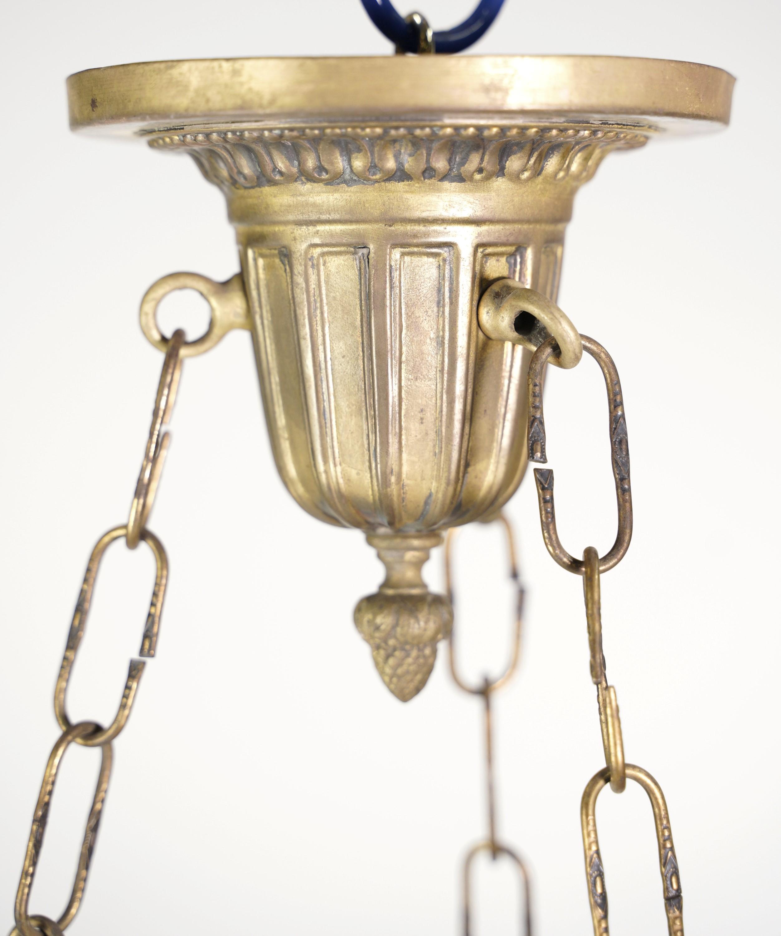 Victorian Milk Glass Pendant Light Urns Swags Brass Hardware 2