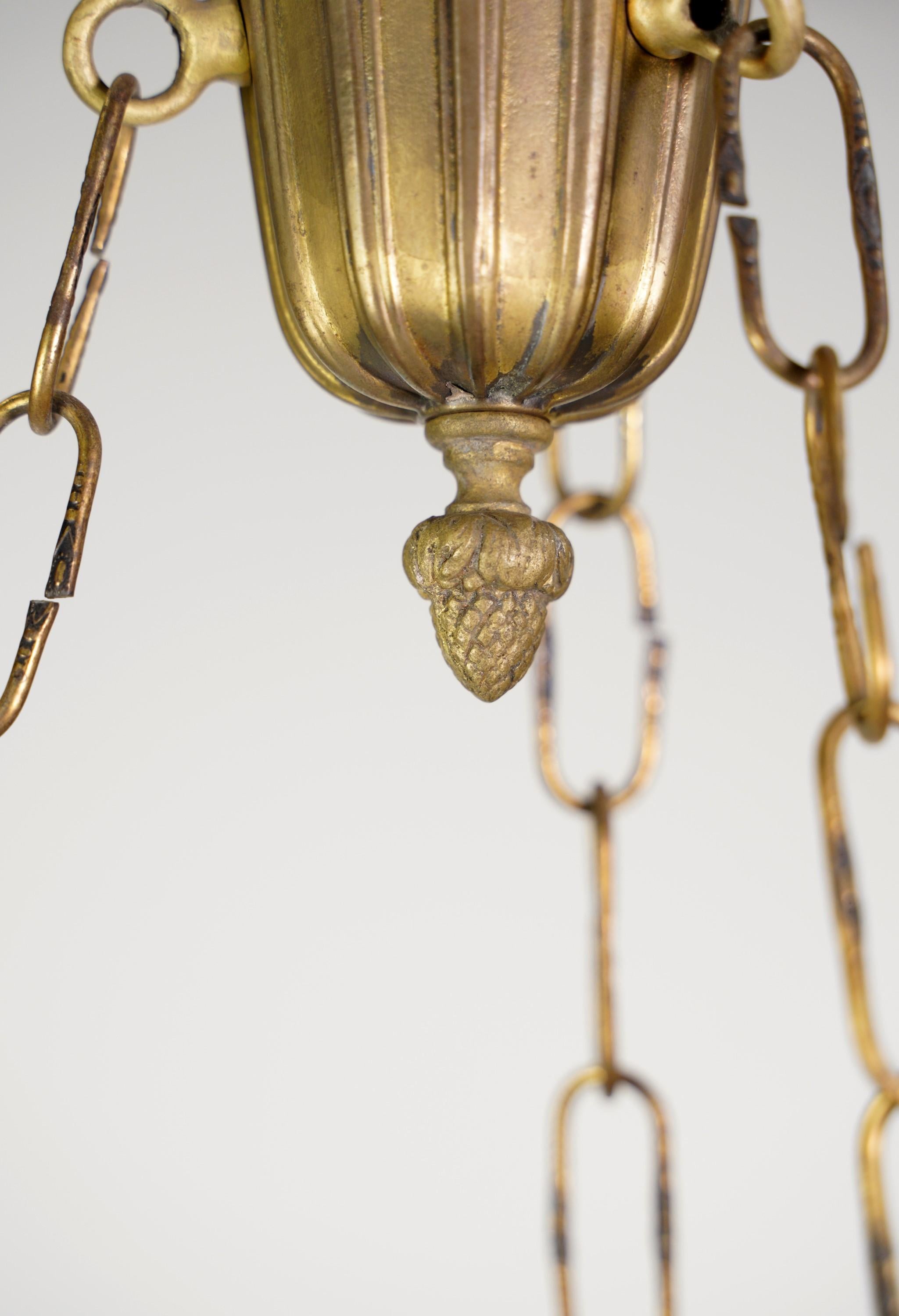 Victorian Milk Glass Pendant Light Urns Swags Brass Hardware 3