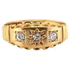 Victorian Mined Diamond Ring Old Mine .15ct Antique 18K Original 1896 Birmingham