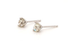 Victorian Mined Fancy Light Green Old Mine Cushion Diamond Stud Earrings 0.53ct