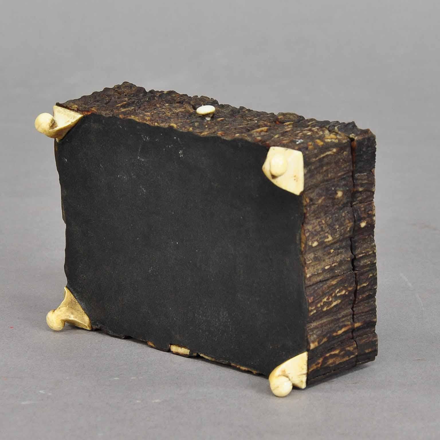 19th Century Victorian Miniature Black forest Antler Casket 1860 For Sale