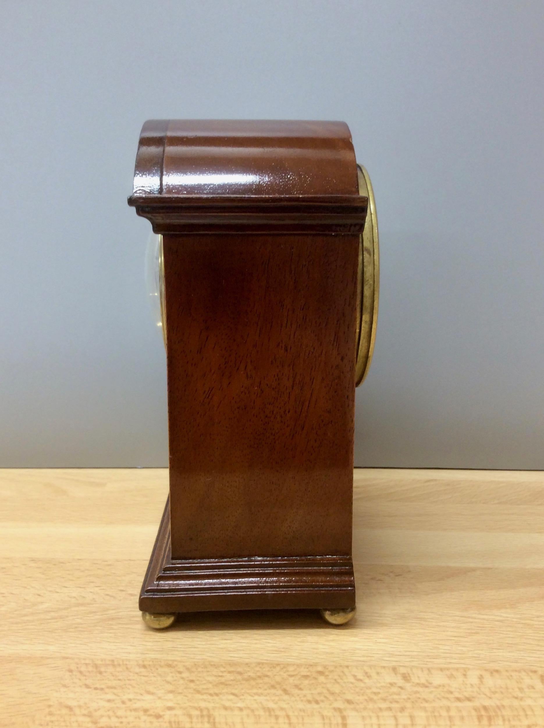 Victorian Miniature Mahogany Mantel Clock by Maple & Co, Paris In Good Condition For Sale In Norwich, GB