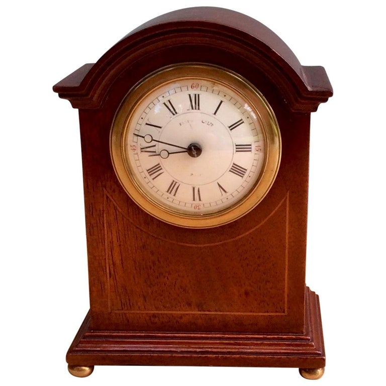 Victorian Miniature Mahogany Mantel Clock by Maple and Co, Paris For