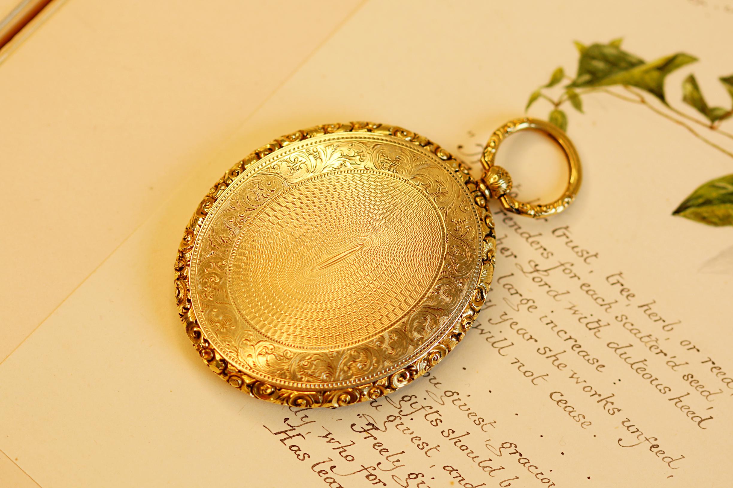 Early Victorian Victorian Miniature Portrait in a Yellow Gold Locket