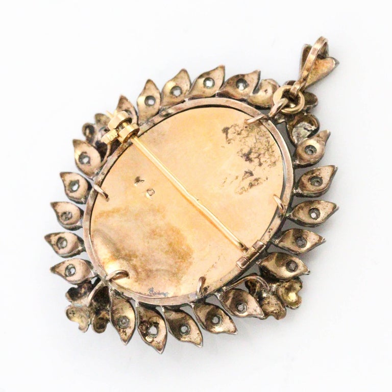 Broche Ancienne Miniature Portrait - Argent Massif - Bijou Vintage - Occasion