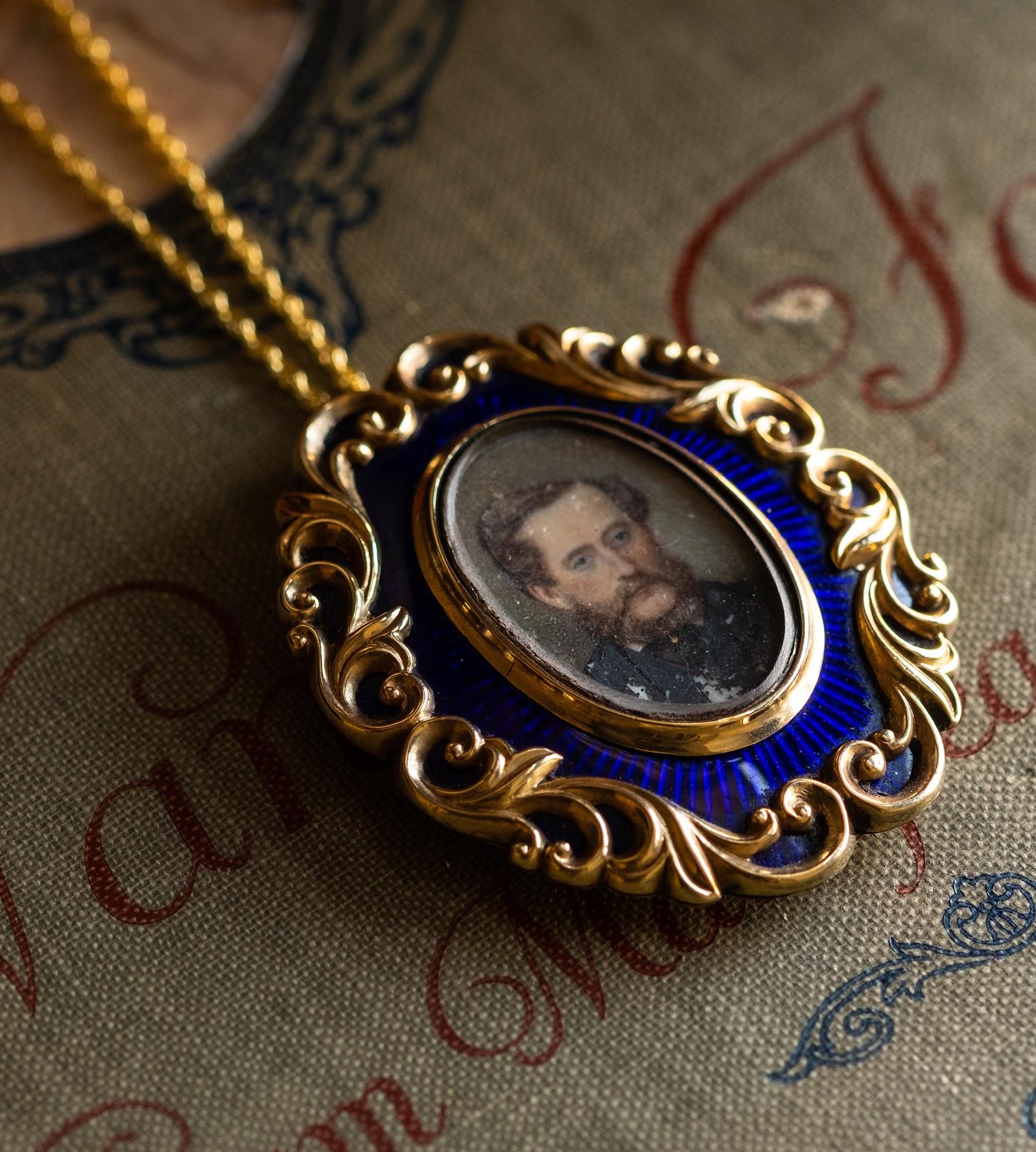Original, extraordinary and a tiny work of art, we are endlessly drawn to the history of miniature portraits in jewellery. Characters from the past come to life through these fascinating pieces. 
This captivating and handsome Victorian gentleman is