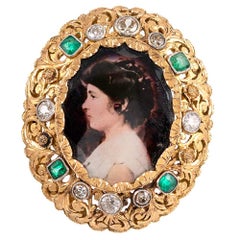 Victorian Miniature Portrait with Emeralds and Diamonds