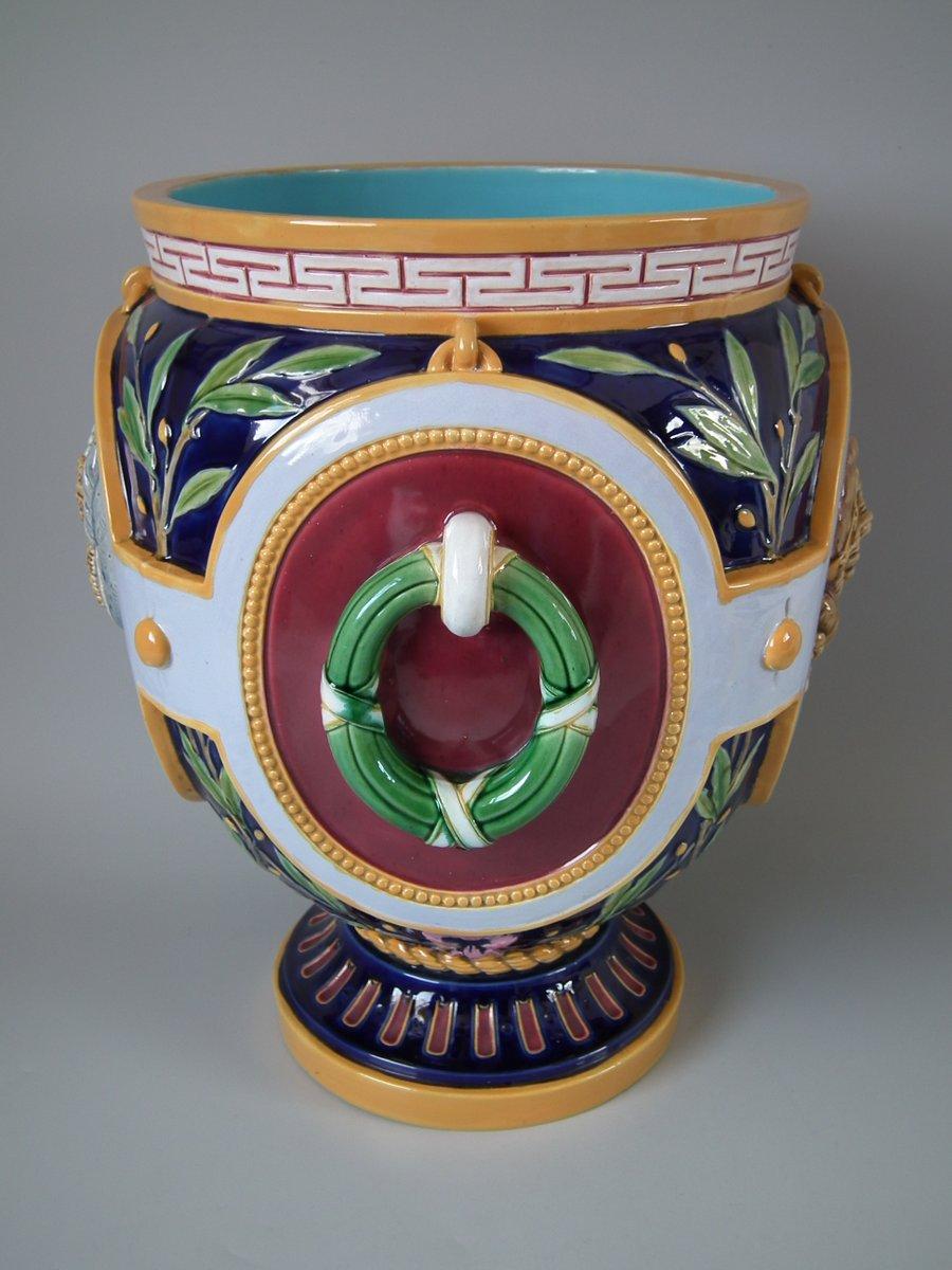 Victorian Minton Majolica Continents Americas and Africa Jardinière In Good Condition In Chelmsford, Essex