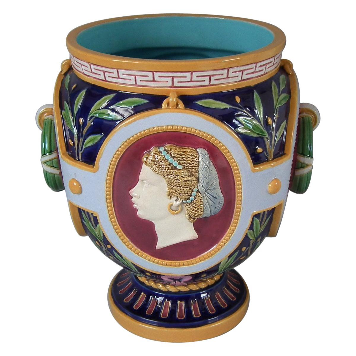 Victorian Minton Majolica Continents Americas and Africa Jardinière