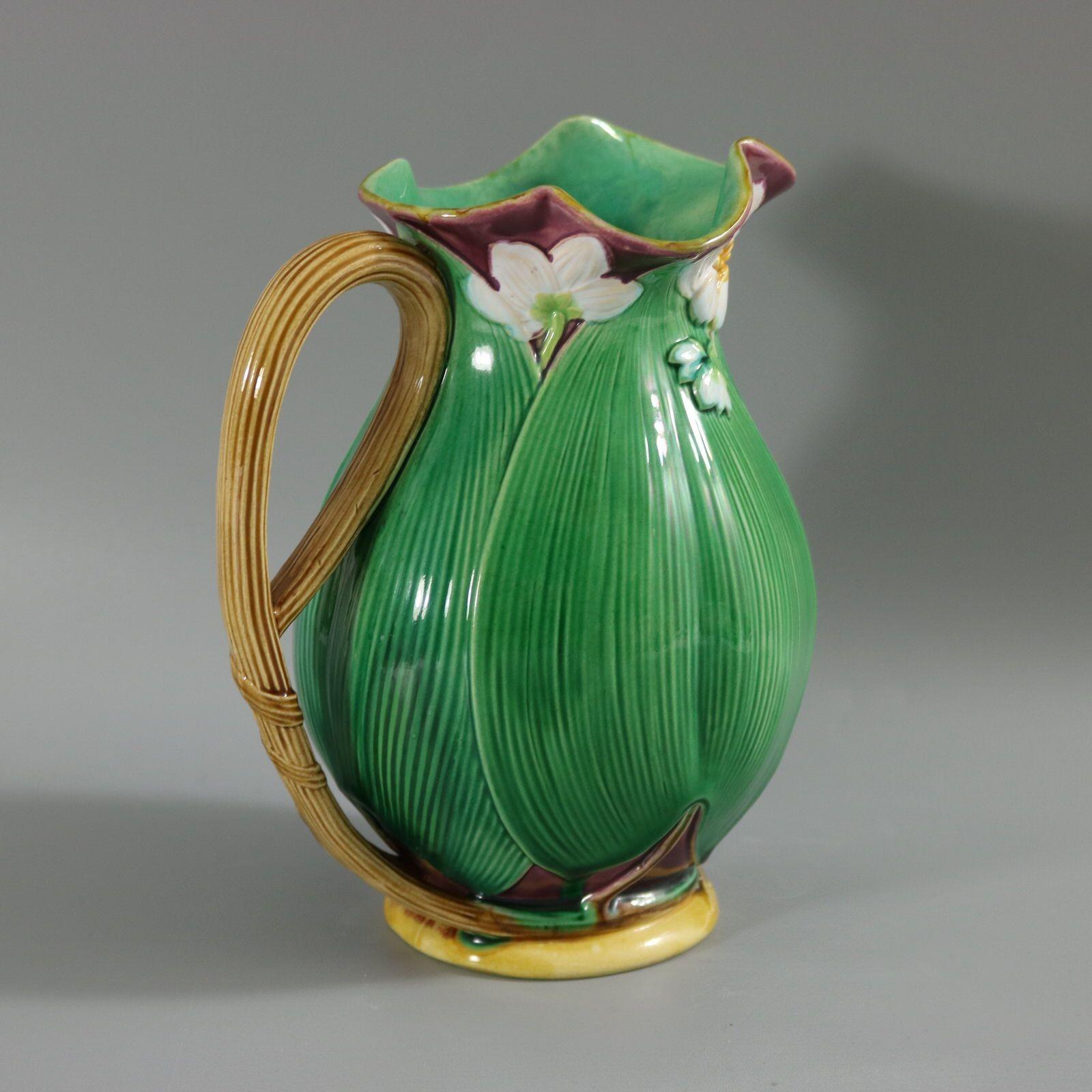 Victorian Minton Majolica Lily Pad and Flower Jug/Pitcher For Sale 1