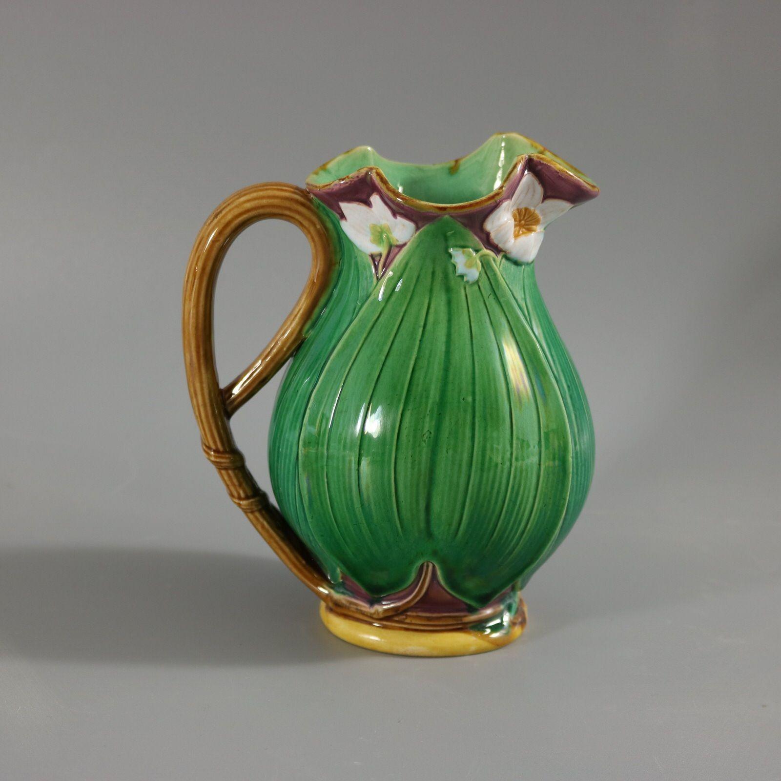 Victorian Minton Majolica Lily Pad and Flower Jug/Pitcher For Sale 1