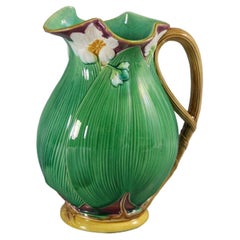 Antique Victorian Minton Majolica Lily Pad and Flower Jug/Pitcher
