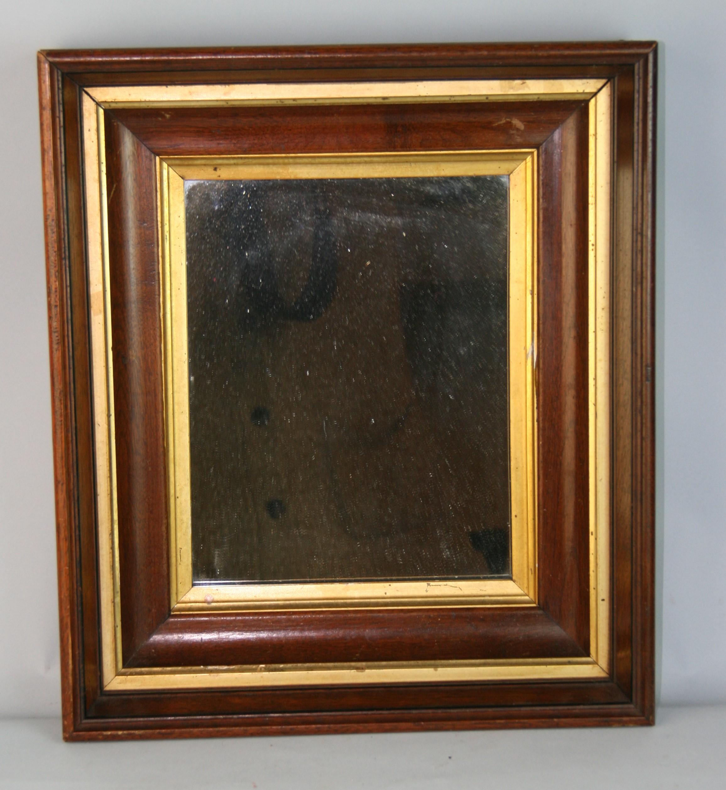 Early 20th Century Victorian Mirror Gilt Trim Walnut Wood For Sale