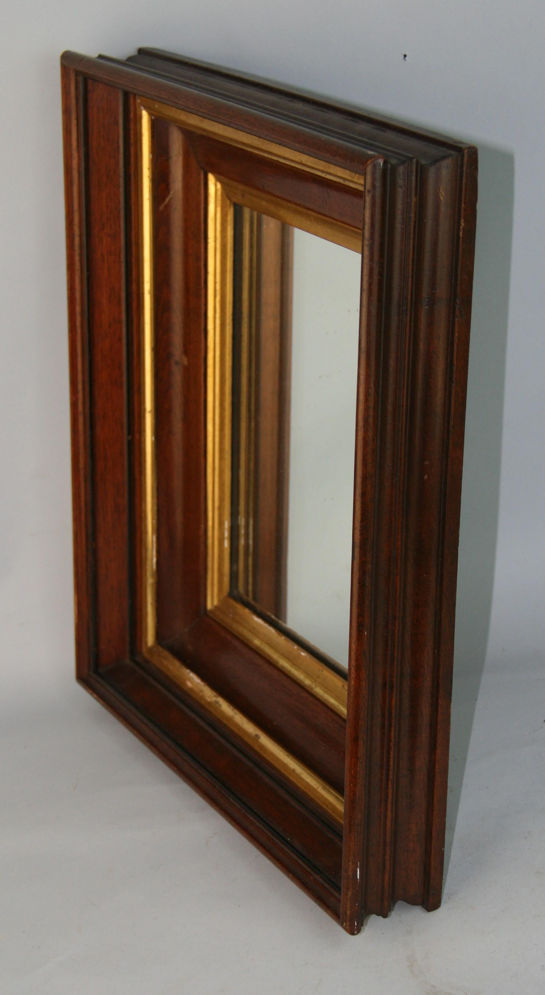 Victorian Mirror Gilt Trim Walnut Wood For Sale 1
