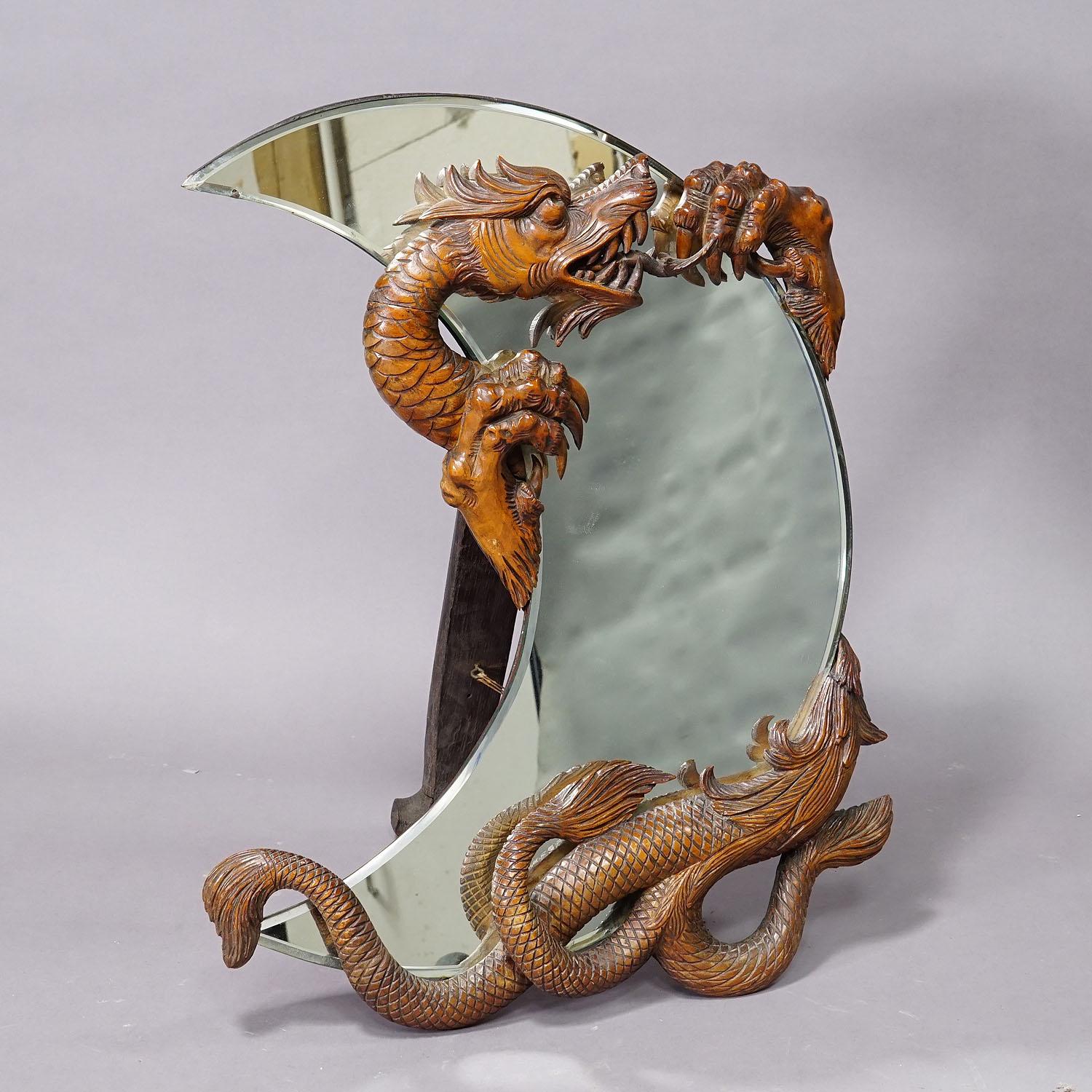 Miroir victorien avec dragon sculpté attr. à Gabriel Viardot ca. 1880 Bon état - En vente à Berghuelen, DE