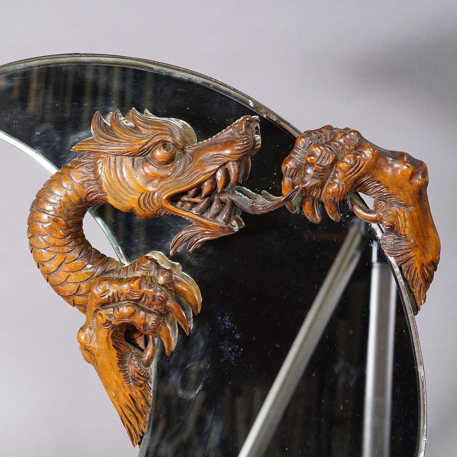 XIXe siècle Miroir victorien avec dragon sculpté attr. à Gabriel Viardot ca. 1880 en vente