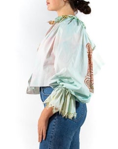 Victorian Mixed Pastels Linen Hand-Embroidered & Dyed Blouse