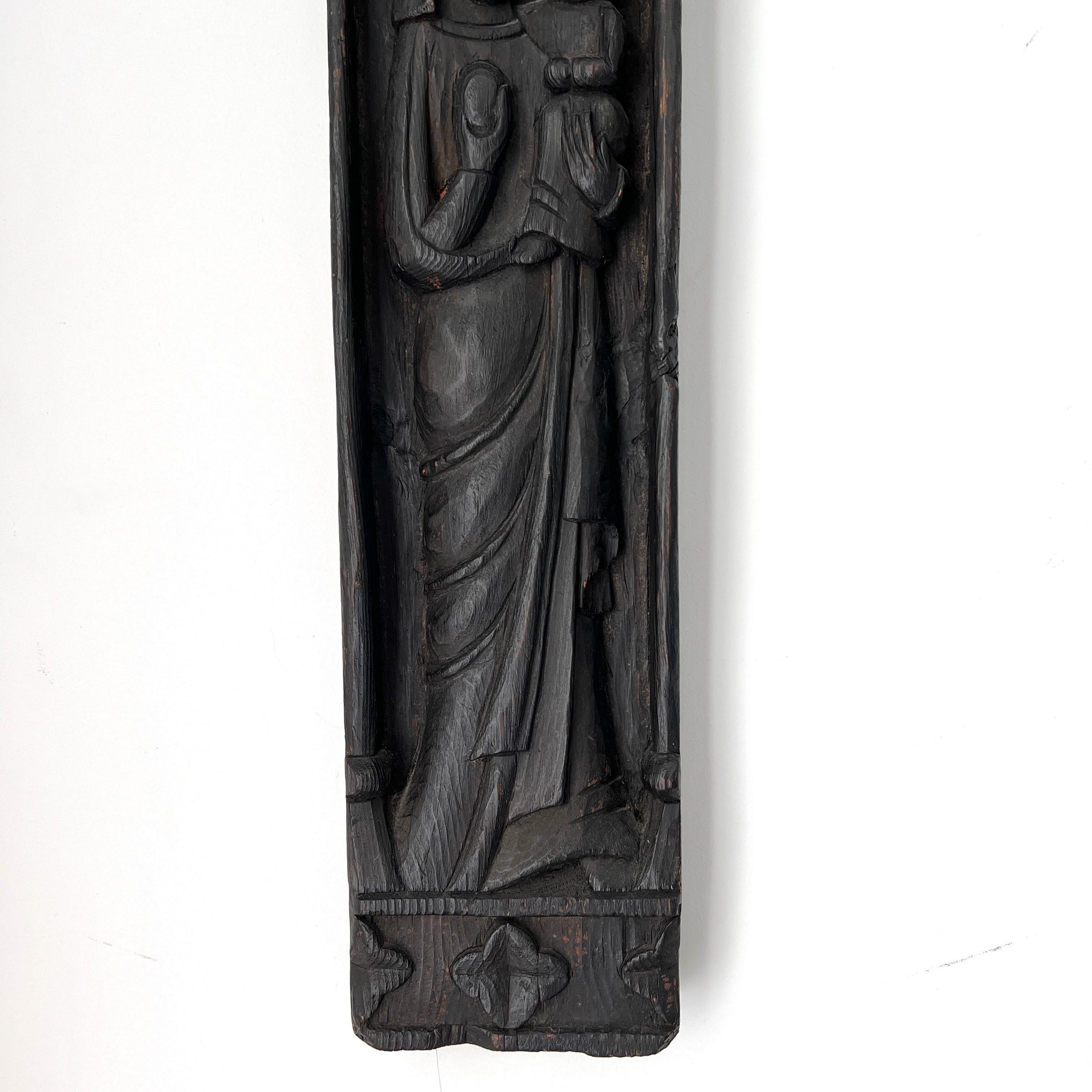 Victorian Monolith Wood Carving of Madonna and Child, Early 20th C.  4