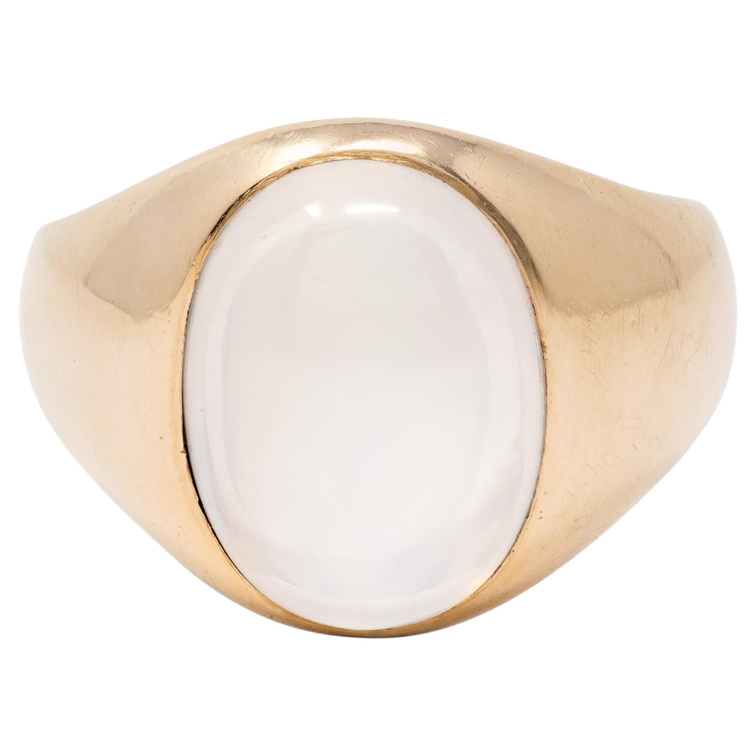 Viktorianischer Mondstein 14 Karat Gelbgold Antiker Unisex Ring