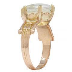 Victorian Moonstone 14 Karat Yellow Gold Ram Intaglio Thistle Antique Ring