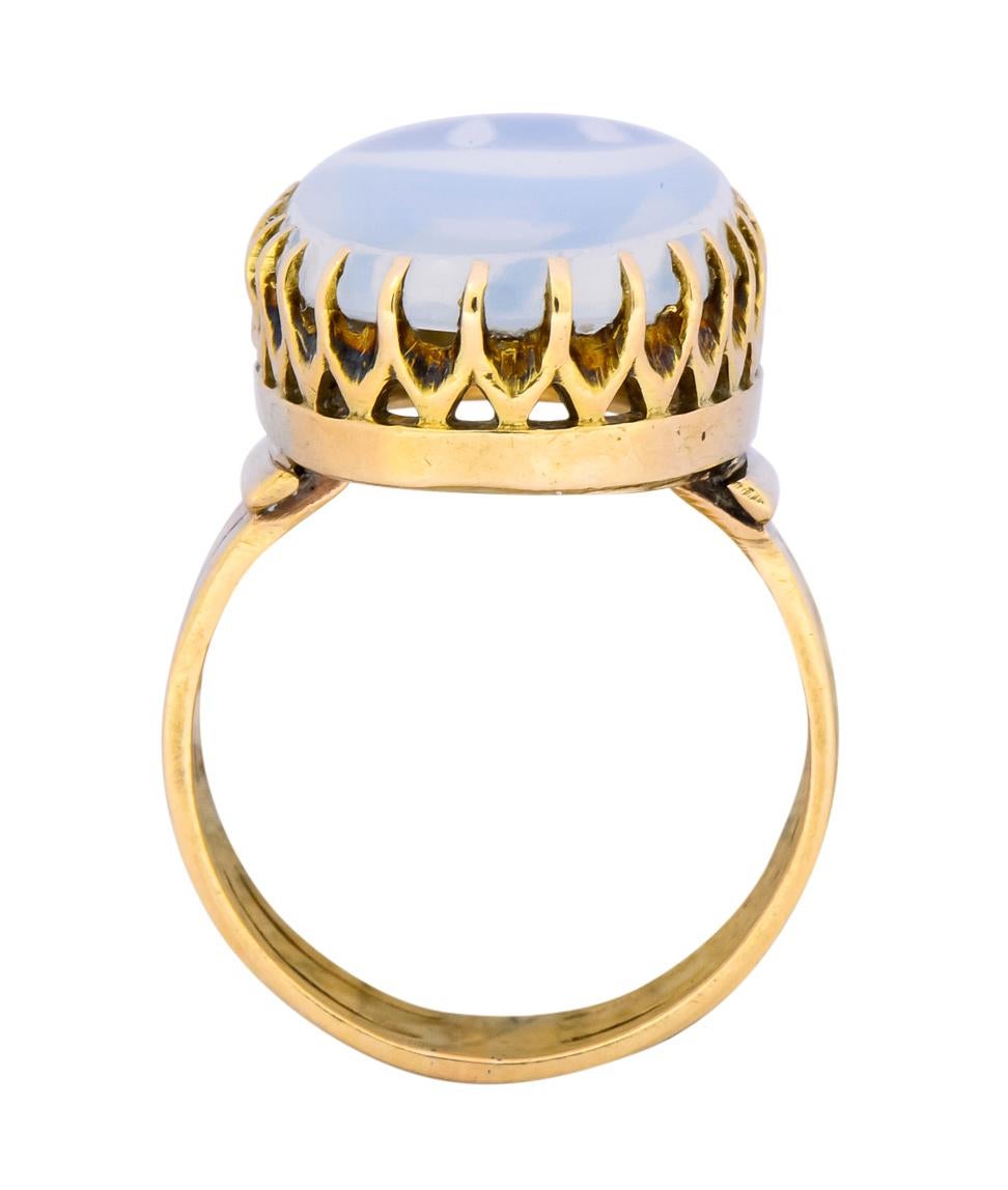 Victorian Moonstone 14 Karat Yellow Gold Ring 2