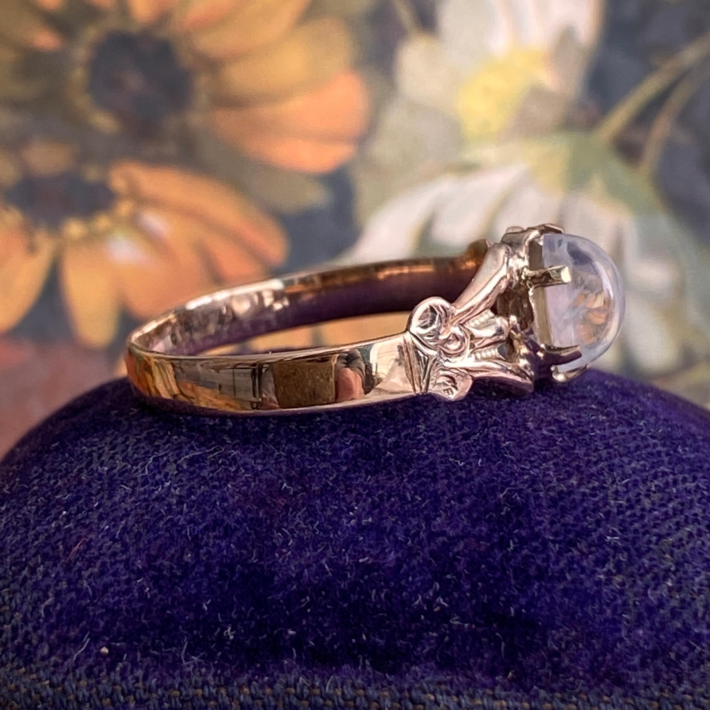 Victorian Moonstone 14k Rose Gold Ring For Sale 5