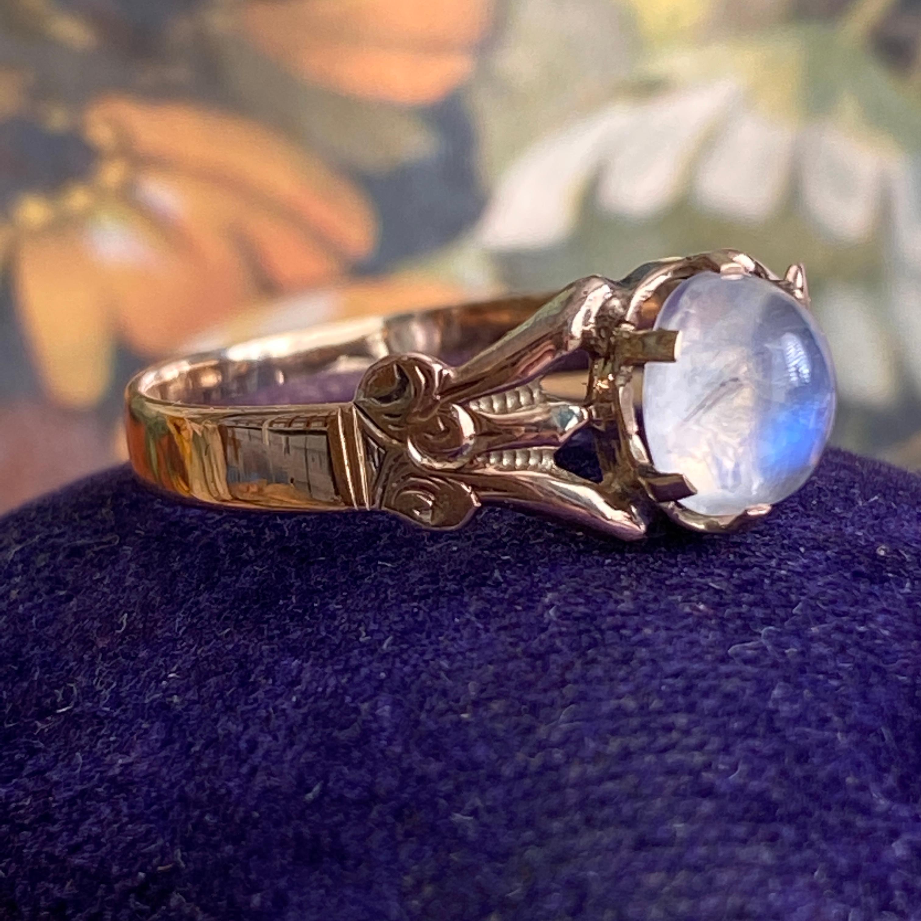 Victorian Moonstone 14k Rose Gold Ring For Sale 6