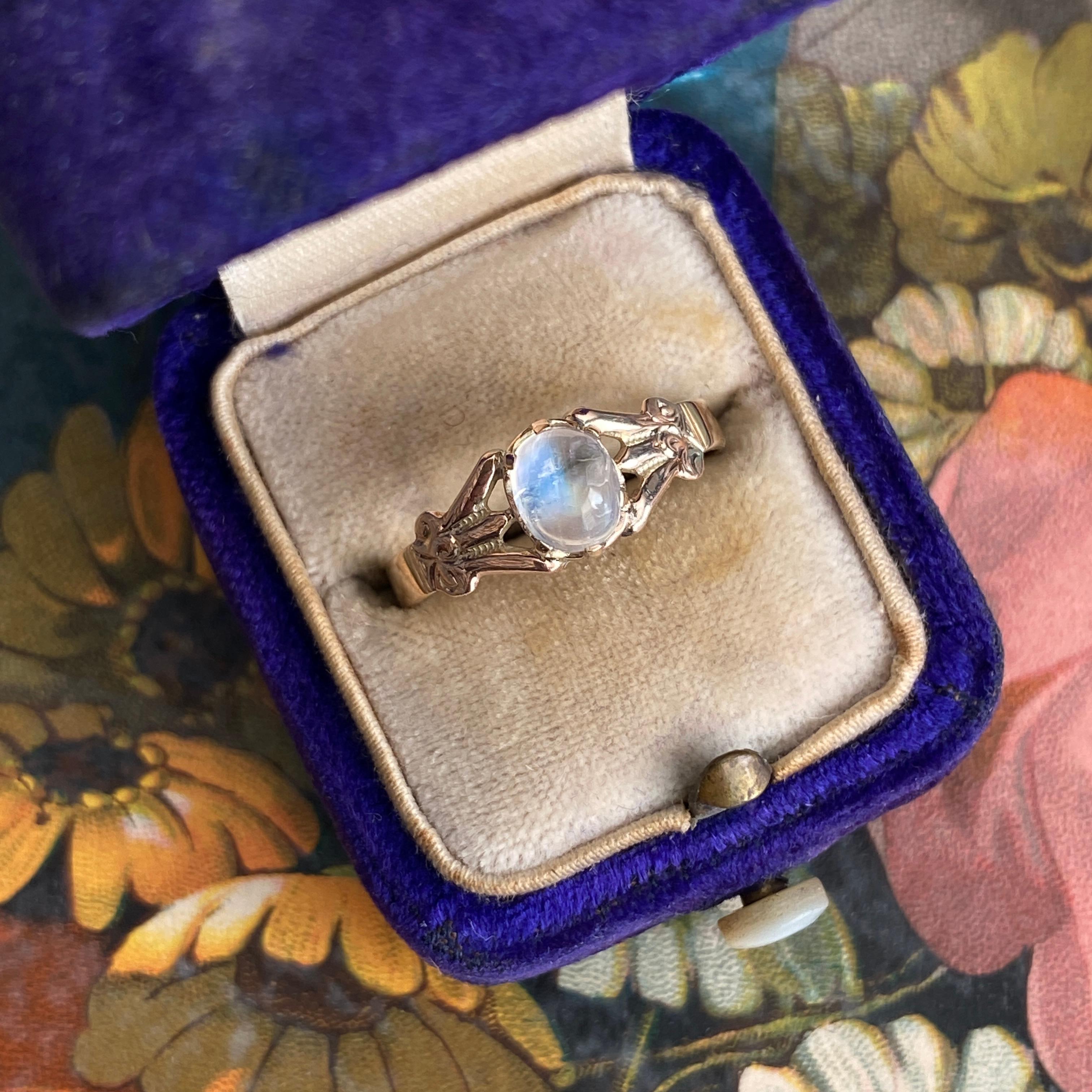 Victorian Moonstone 14k Rose Gold Ring For Sale 7