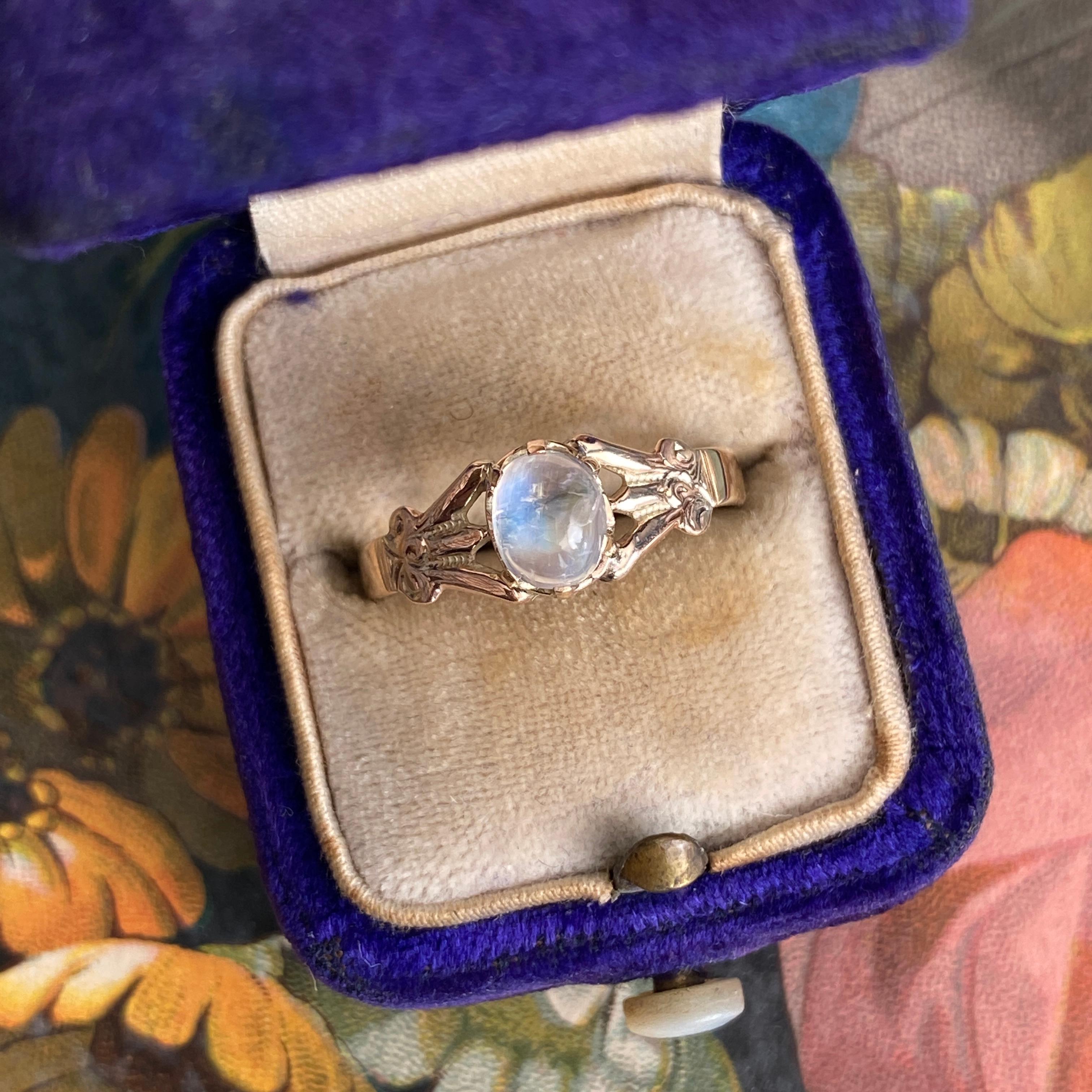 Victorian Moonstone 14k Rose Gold Ring For Sale 8