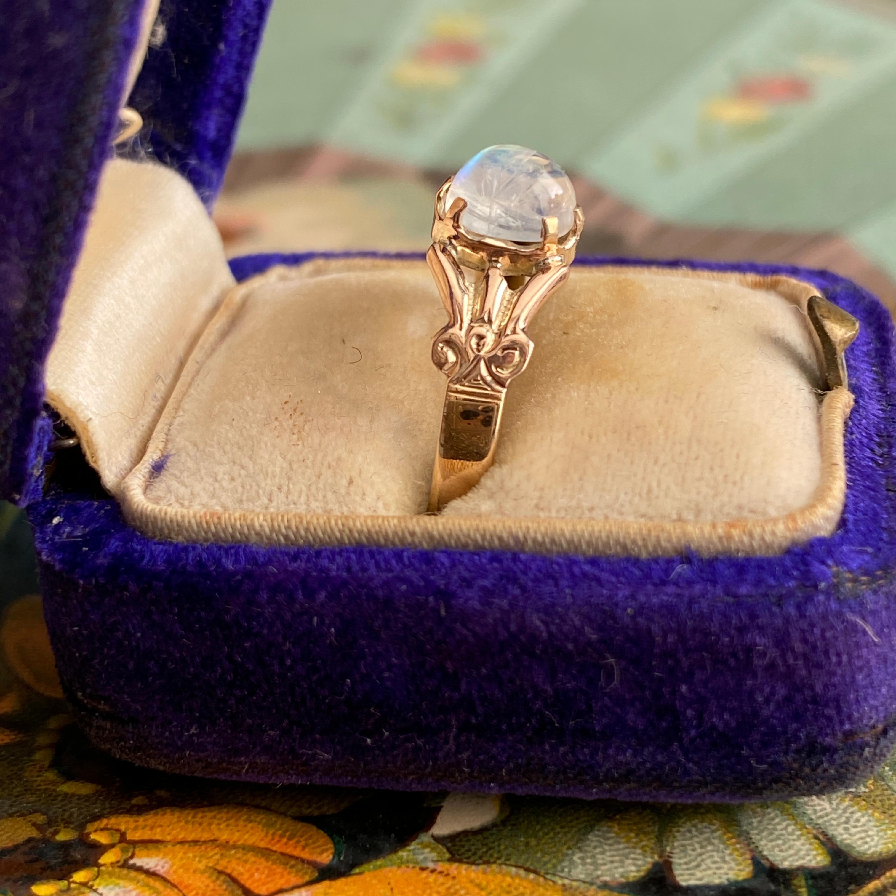 Victorian Moonstone 14k Rose Gold Ring For Sale 9