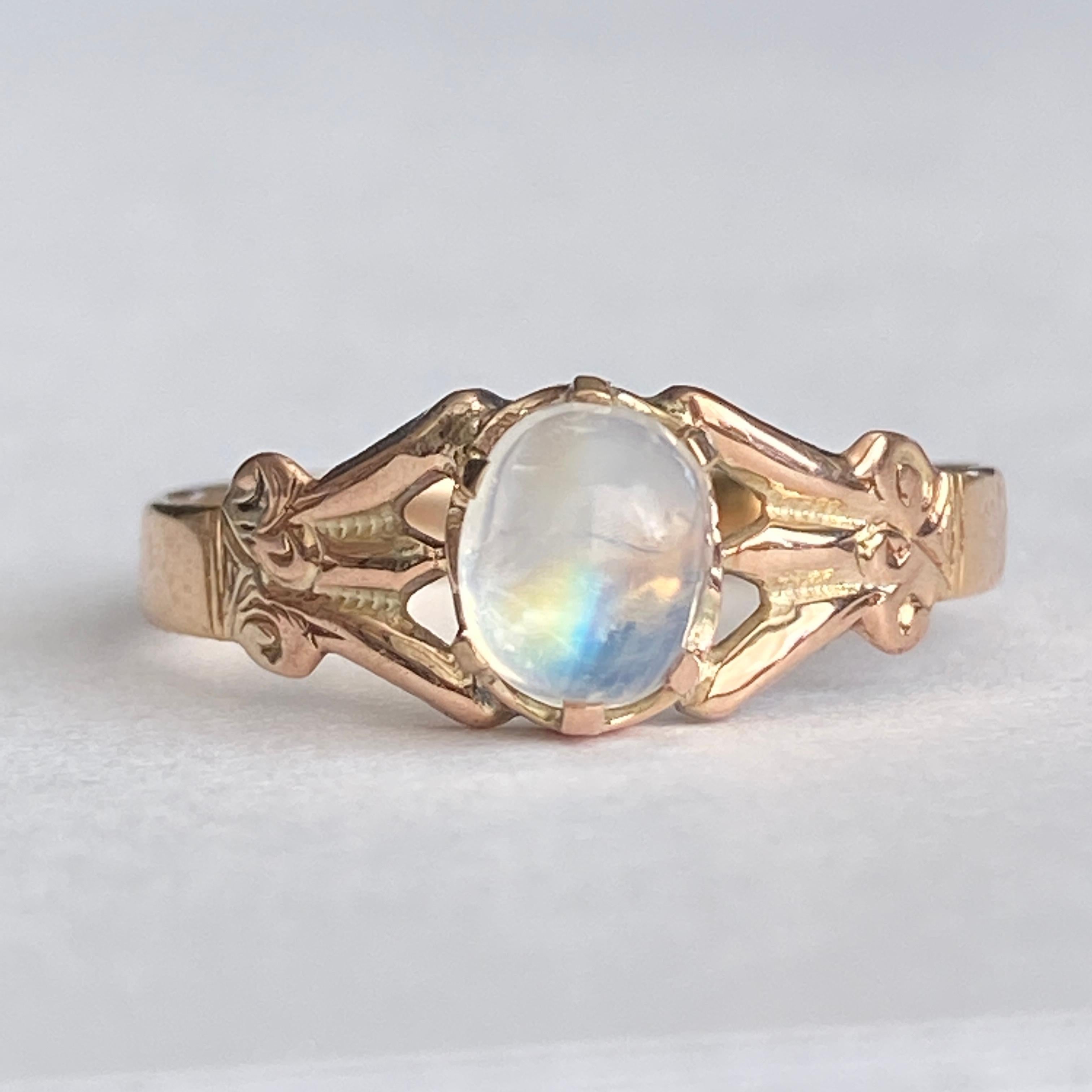 Victorian Moonstone 14k Rose Gold Ring For Sale 1