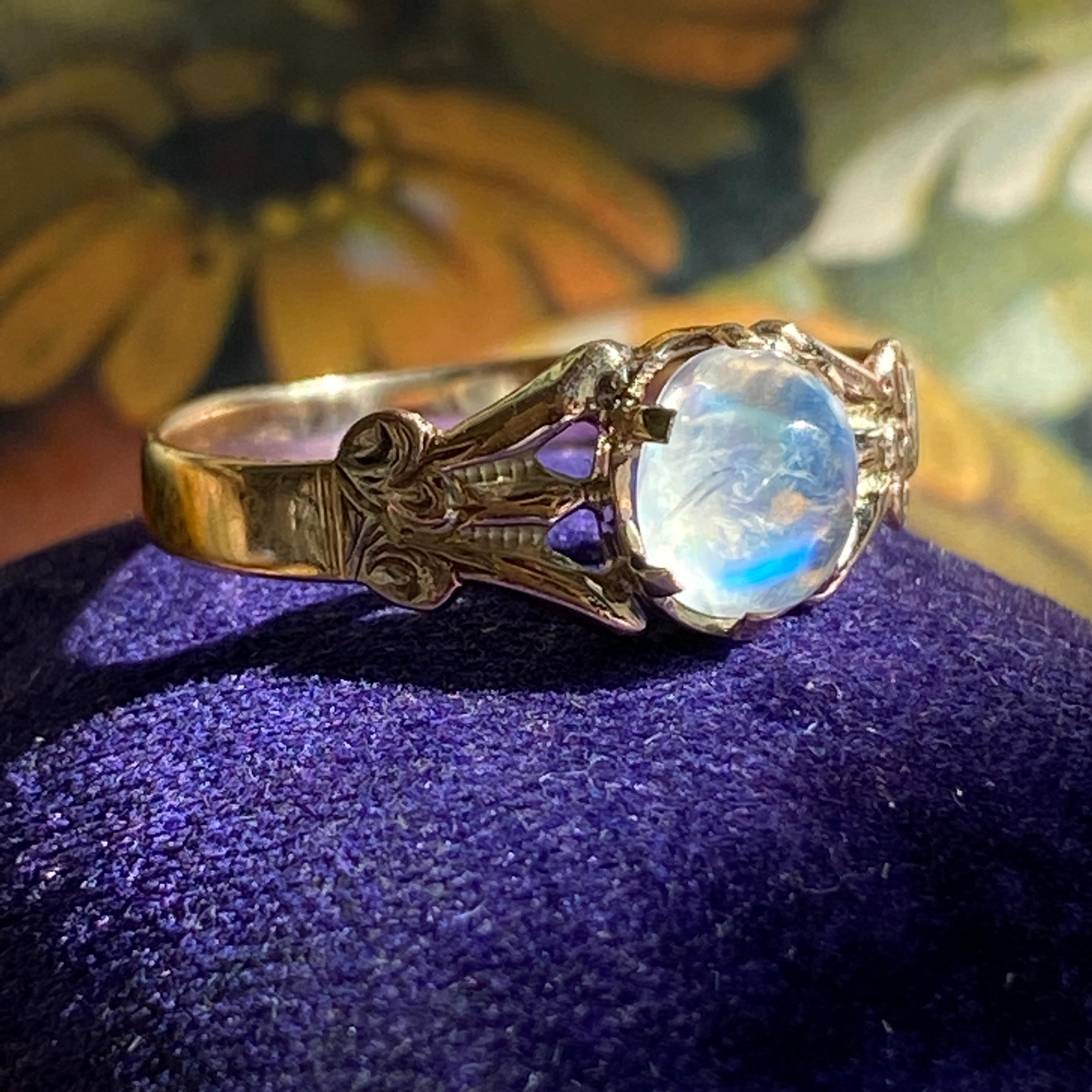 Victorian Moonstone 14k Rose Gold Ring For Sale 3