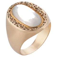 Victorian moonstone 14k yellow gold signet ring