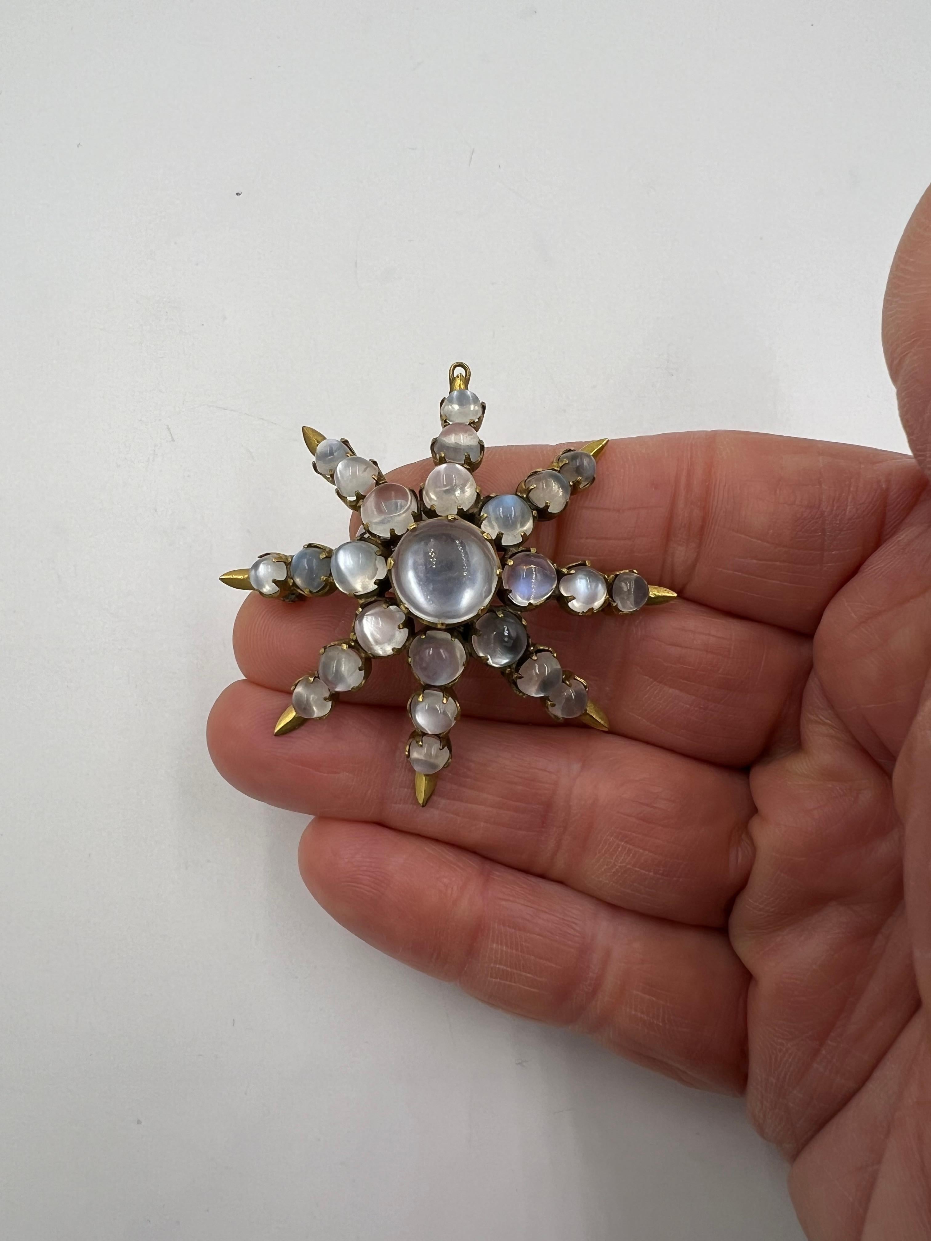 Cabochon Victorian Moonstone Brooch For Sale